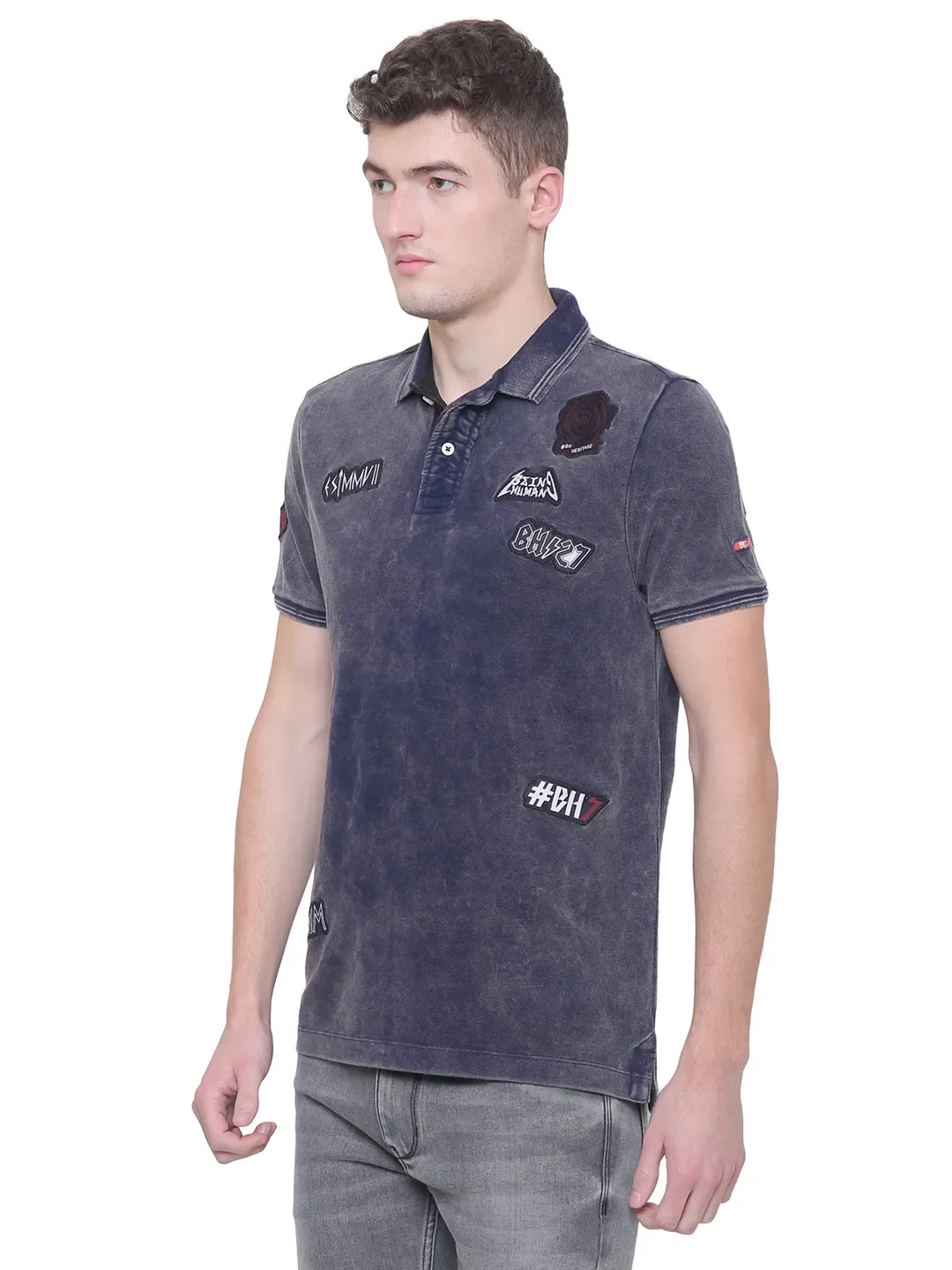 Blue Regular Fit Men's Polo T-Shirt by Being Human Clothing - Image 3
