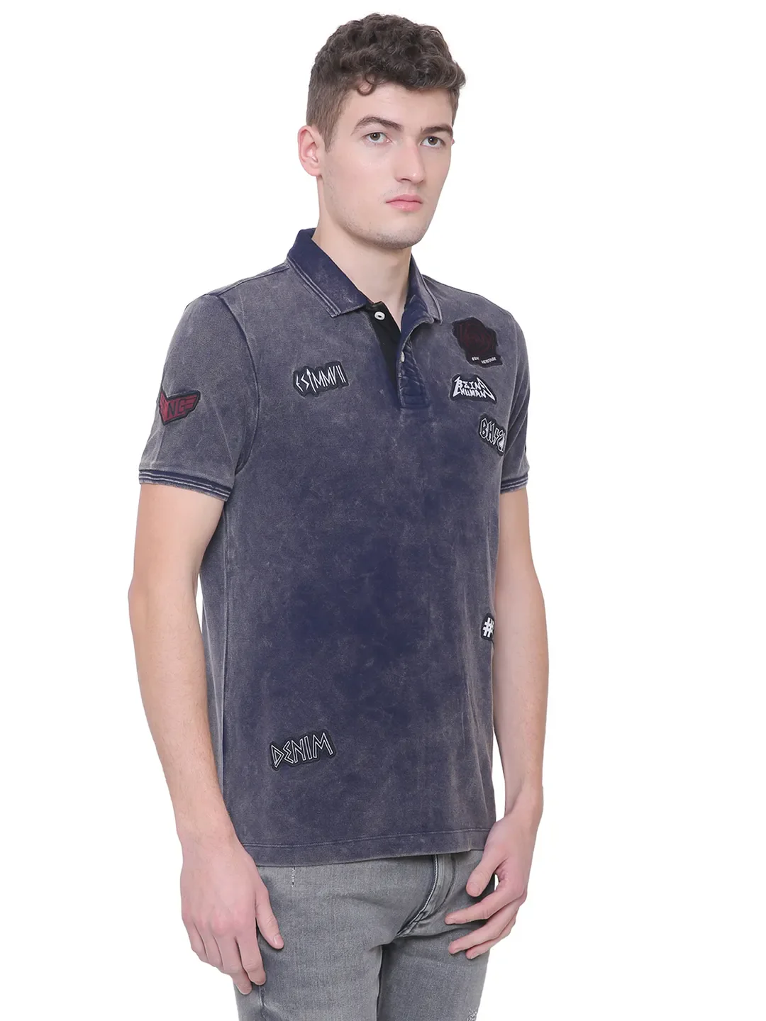 Blue Regular Fit Men's Polo T-Shirt by Being Human Clothing - Image 4