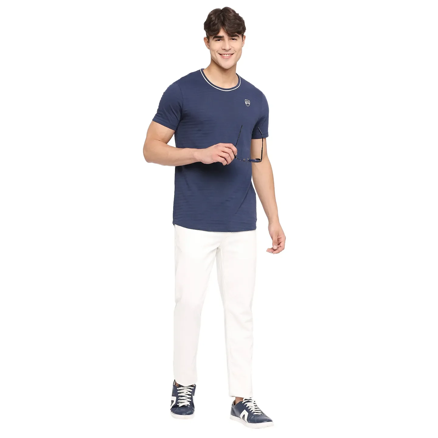 Mood Navy Regular Fit Round Neck Men's T-Shirt by Being Human Clothing - Image 6