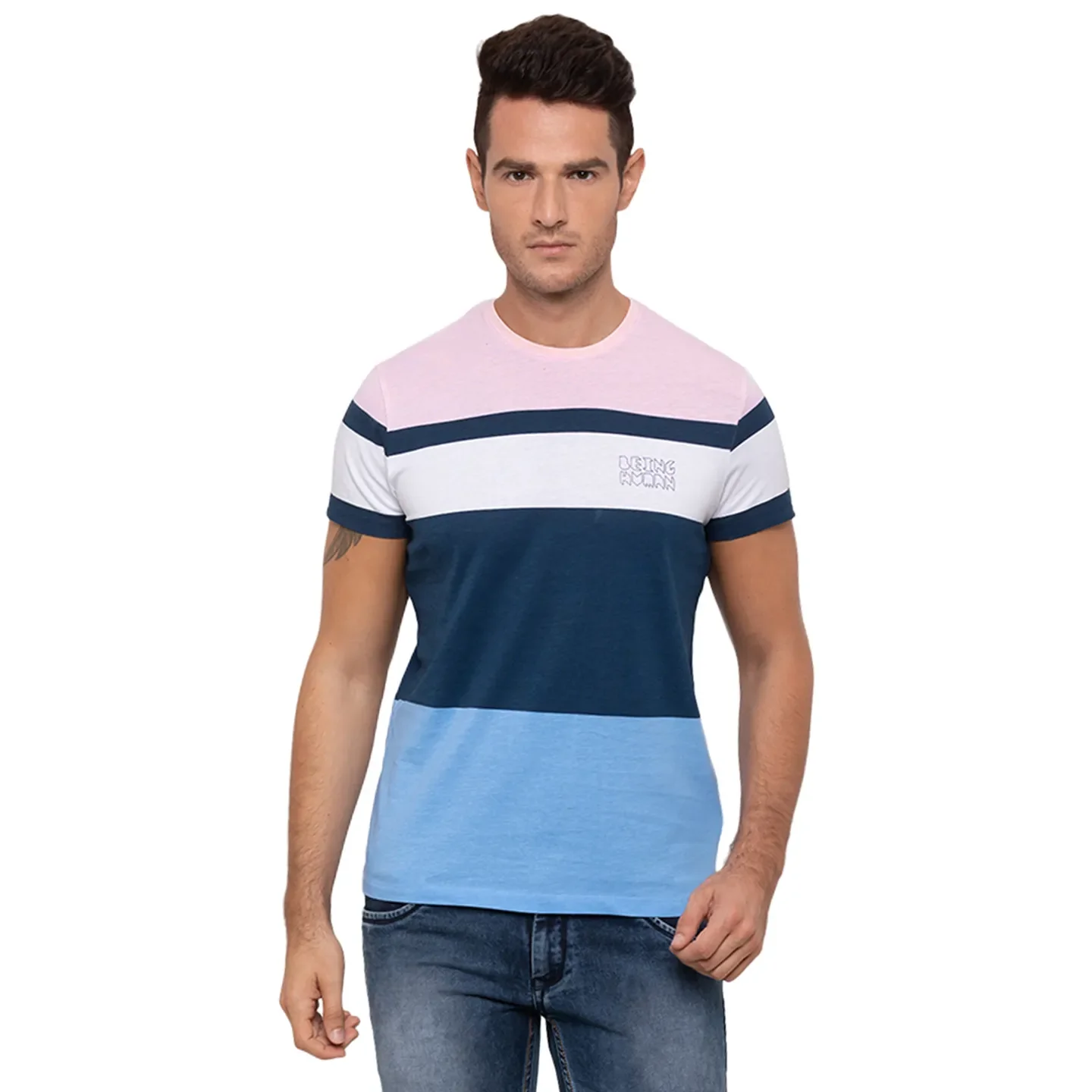 Blue Regular Fit Men's T-Shirt by Being Human Clothing