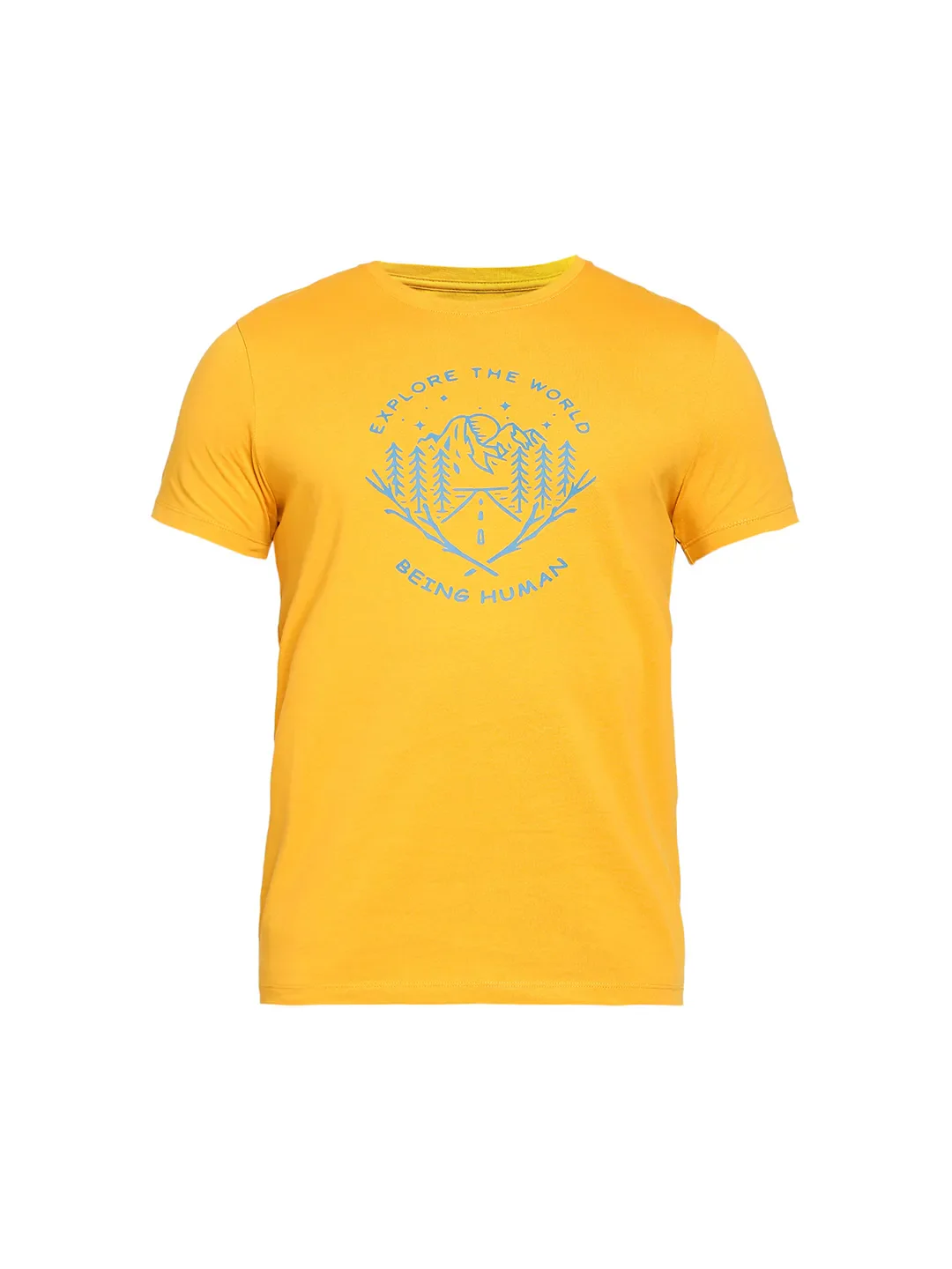 Yellow Regular Fit Men's Short Sleeves T-Shirt by Being Human Clothing