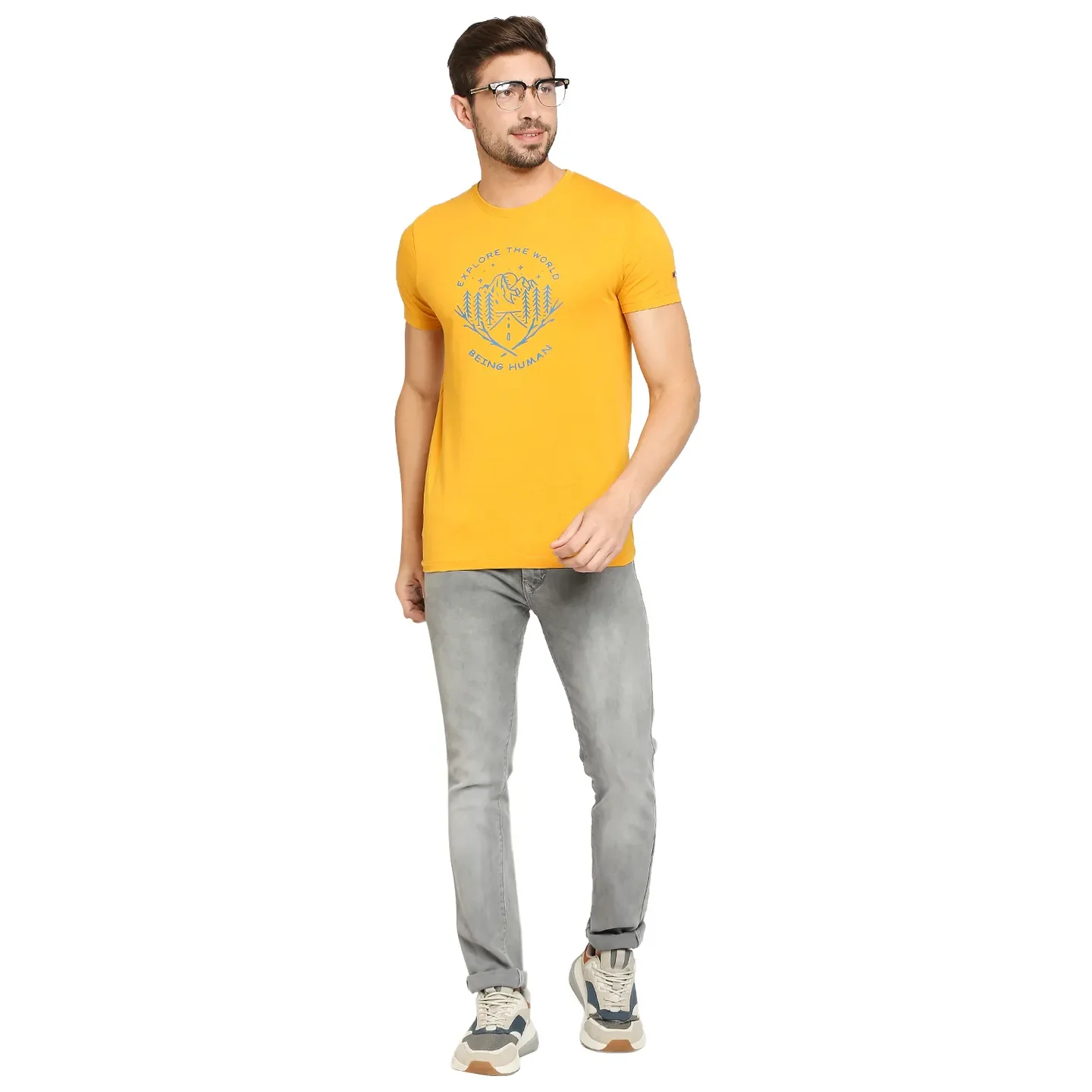Yellow Regular Fit Men's Short Sleeves T-Shirt by Being Human Clothing - Image 13