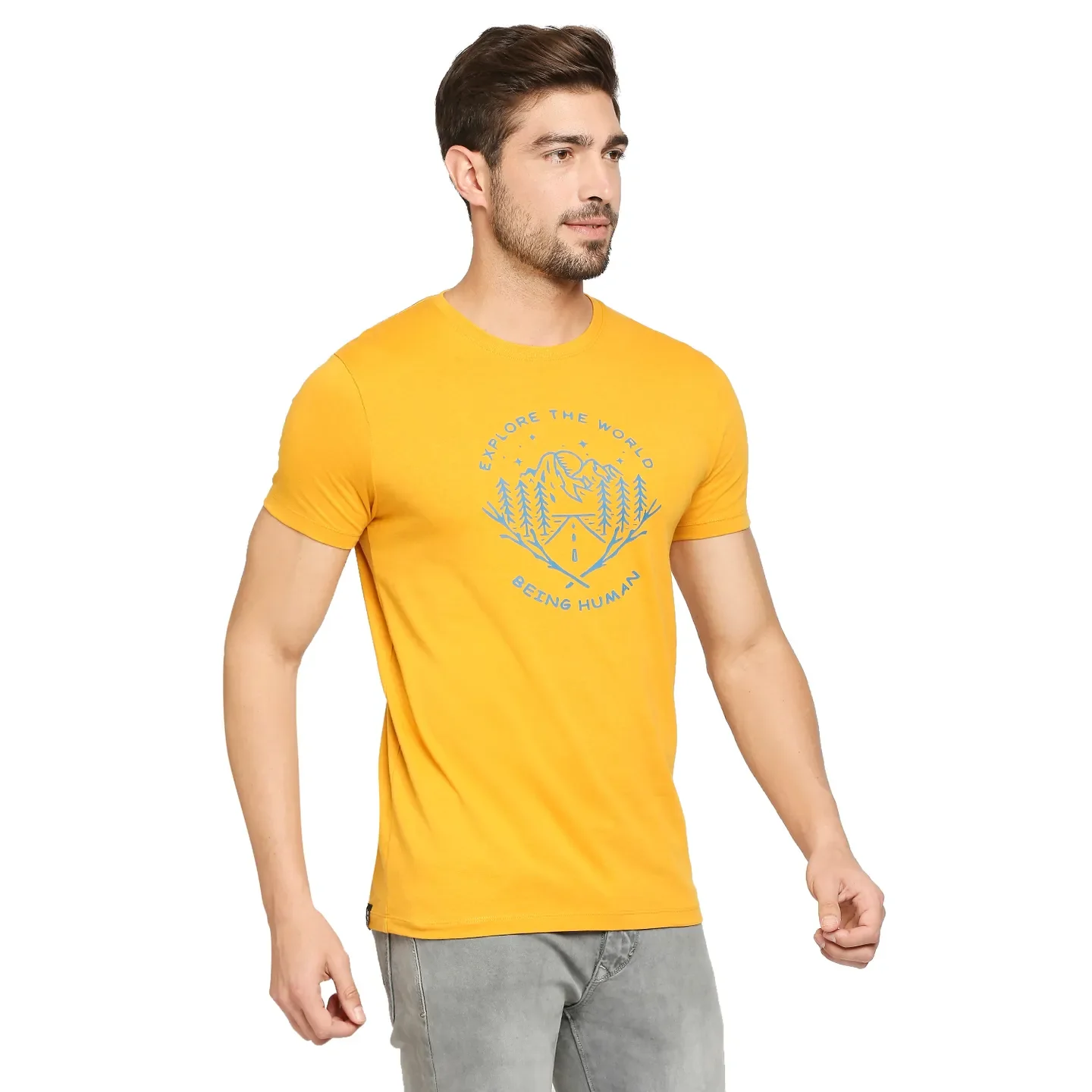 Yellow Regular Fit Men's Short Sleeves T-Shirt by Being Human Clothing - Image 20