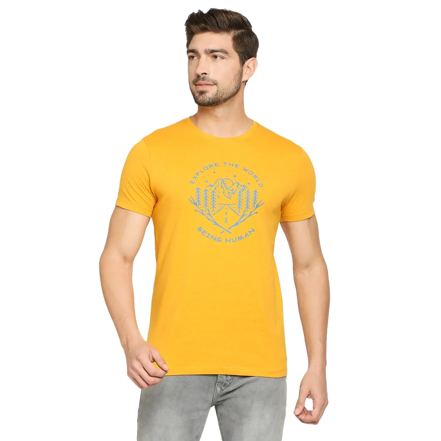 Yellow Regular Fit Men's Short Sleeves T-Shirt by Being Human Clothing - Image 8