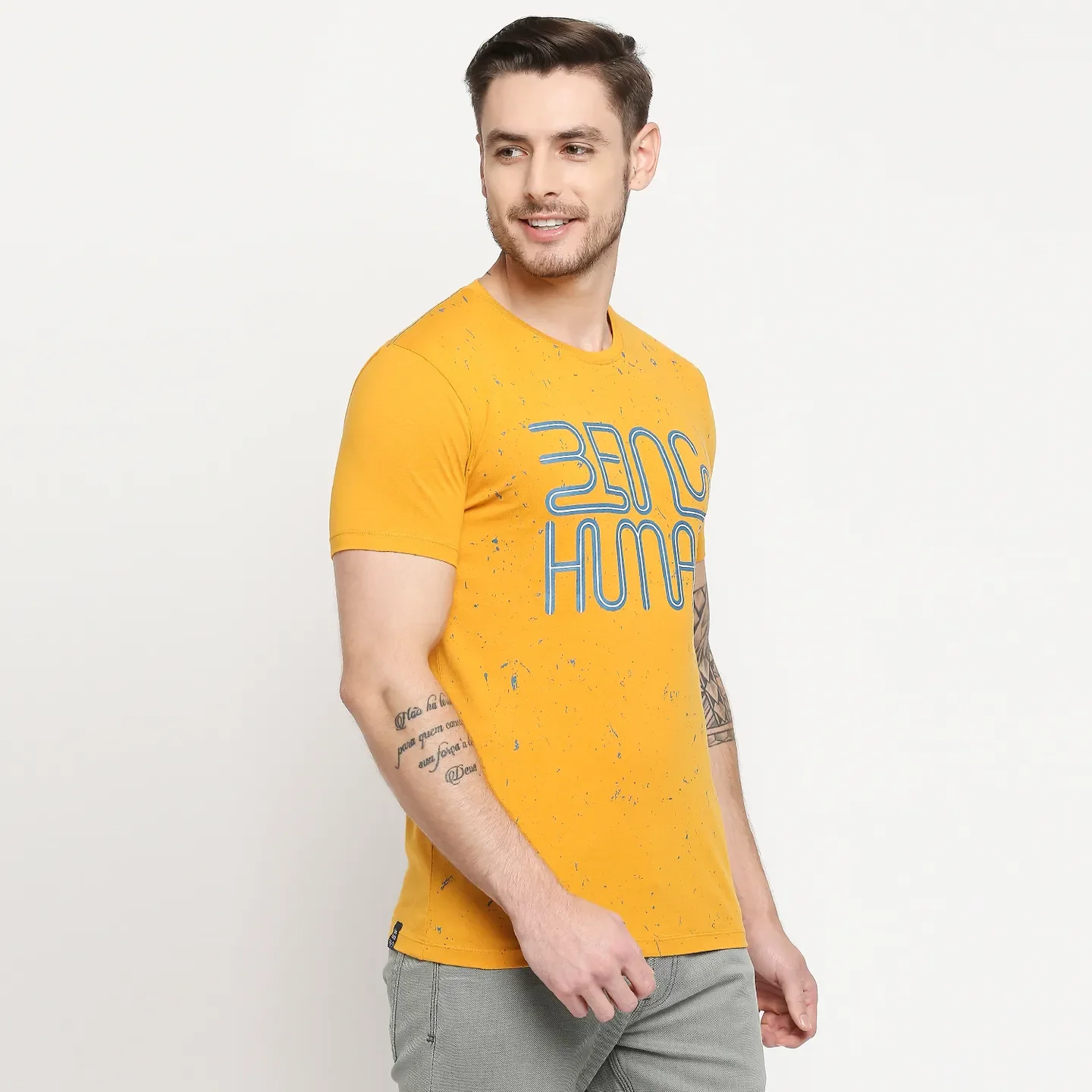 Yellow Regular Fit Men's Short Sleeves T-Shirt by Being Human Clothing - Image 4