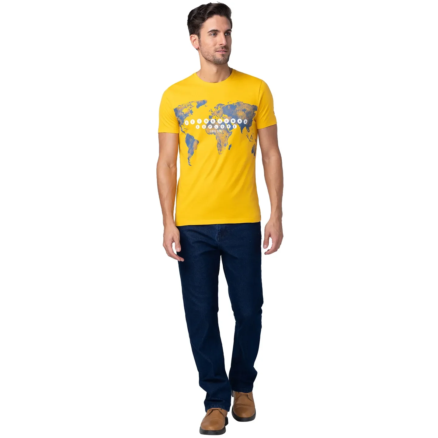 Yellow Regular Fit Men's Short Sleeves T-Shirt by Being Human Clothing - Image 5