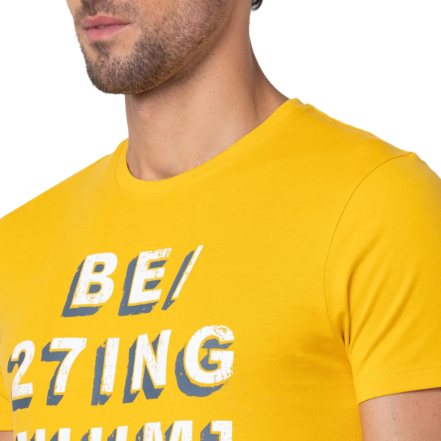Yellow Regular Fit Men's Short Sleeves T-Shirt by Being Human Clothing - Image 5