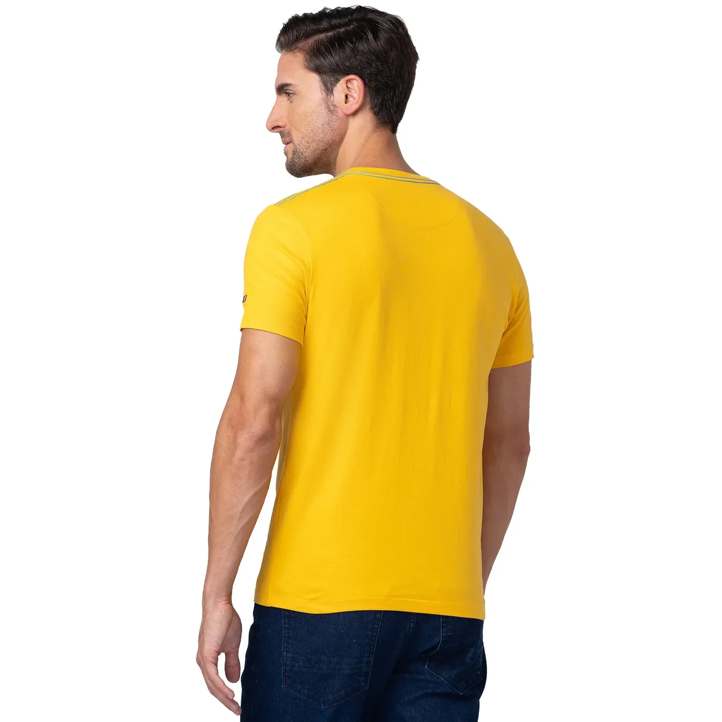 Mustard Regular Fit Round Neck Men's T-Shirt by Being Human Clothing - Image 3