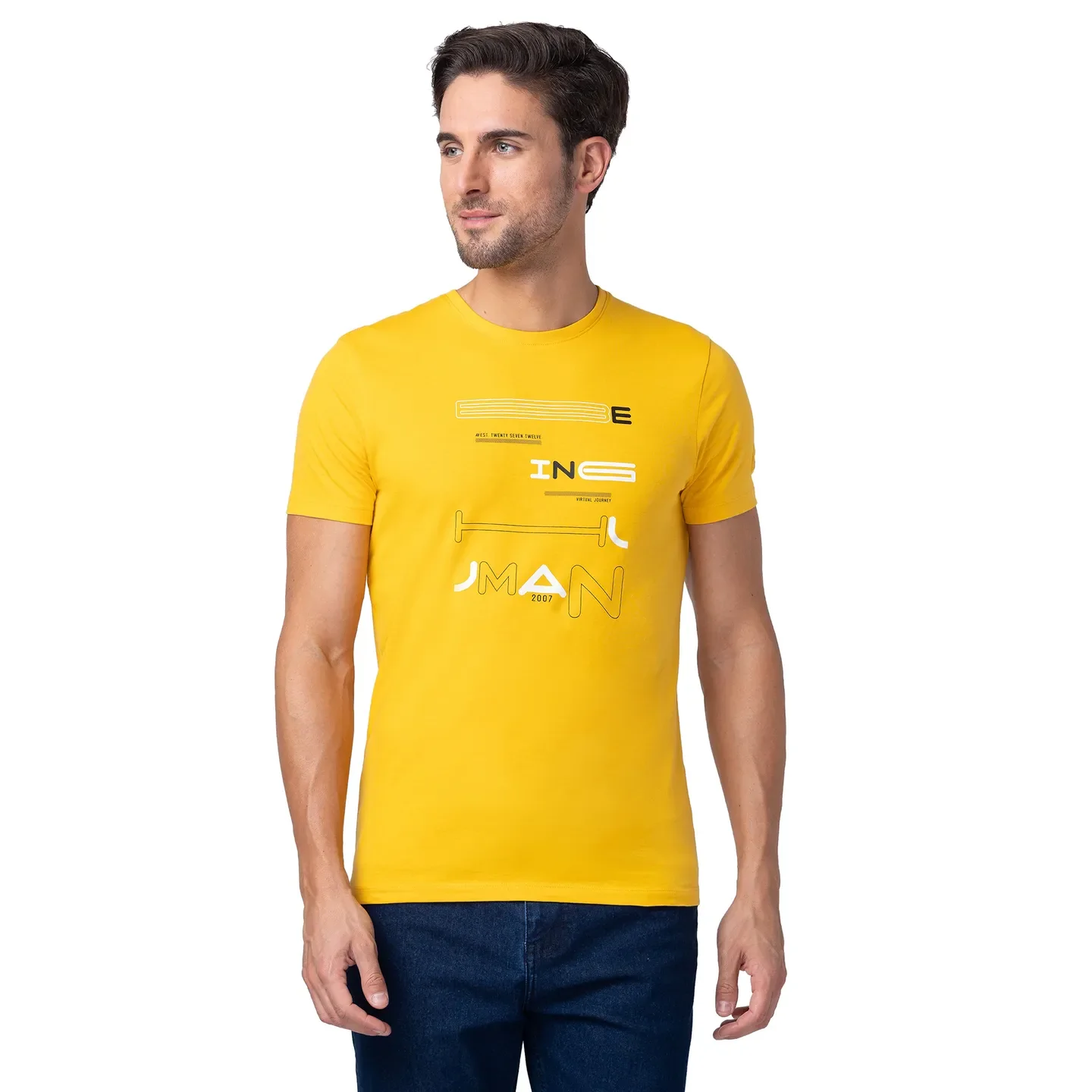 Yellow Regular Fit Men's Short Sleeves T-Shirt by Being Human Clothing