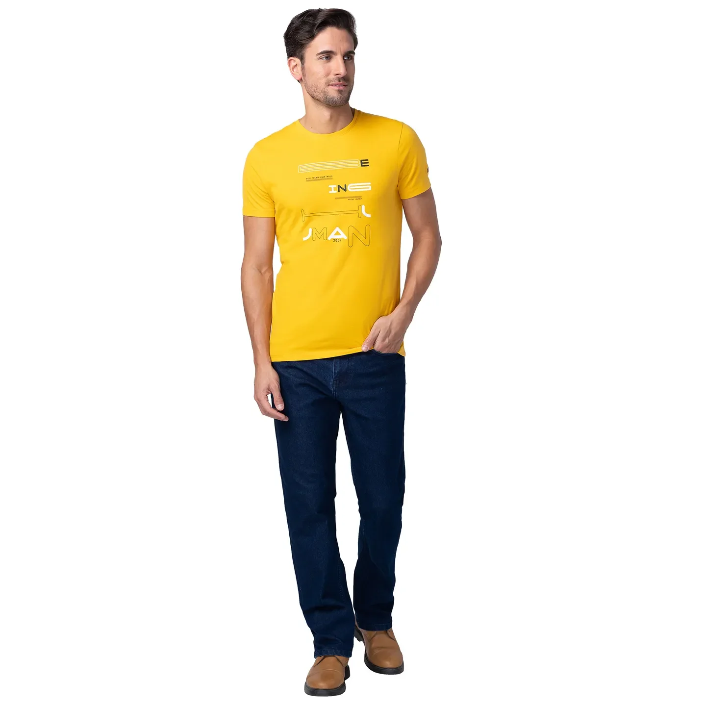 Yellow Regular Fit Men's Short Sleeves T-Shirt by Being Human Clothing - Image 2