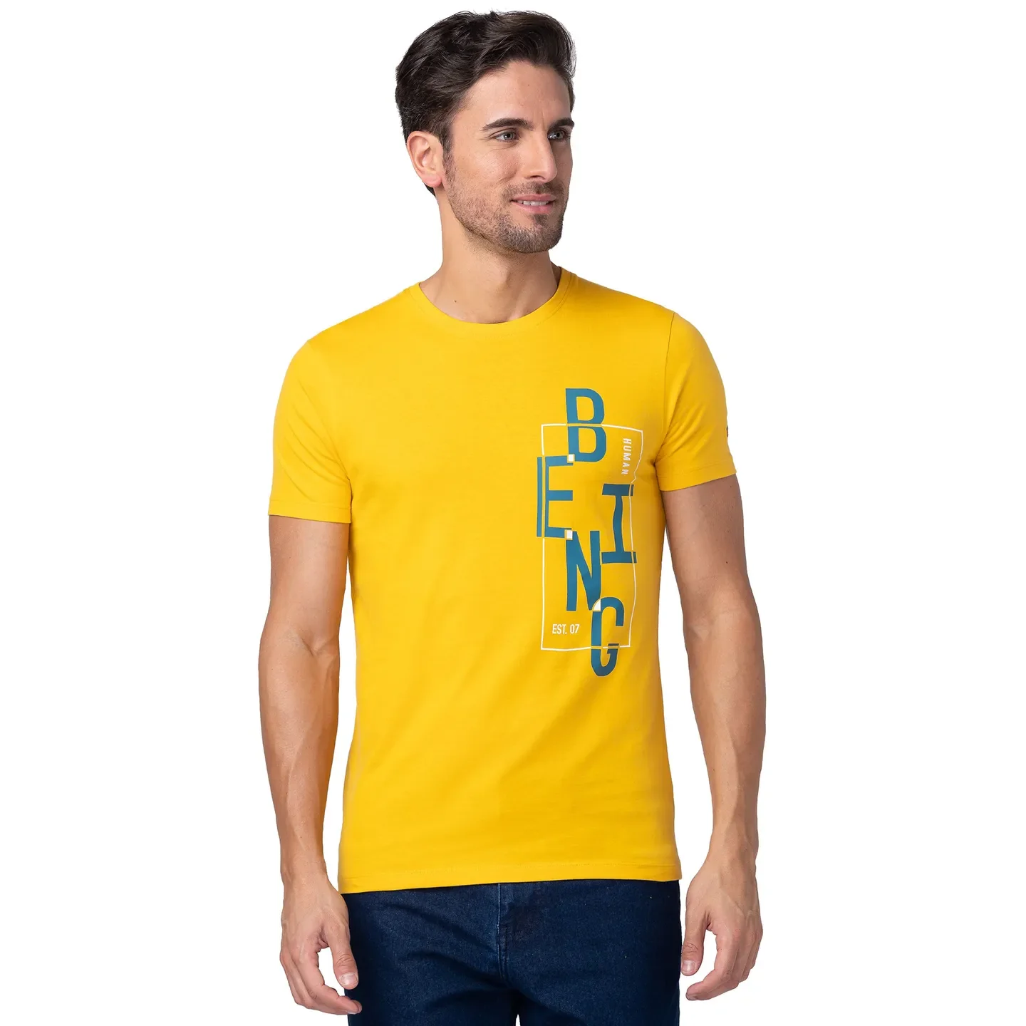 Yellow Regular Fit Men's Short Sleeves T-Shirt by Being Human Clothing