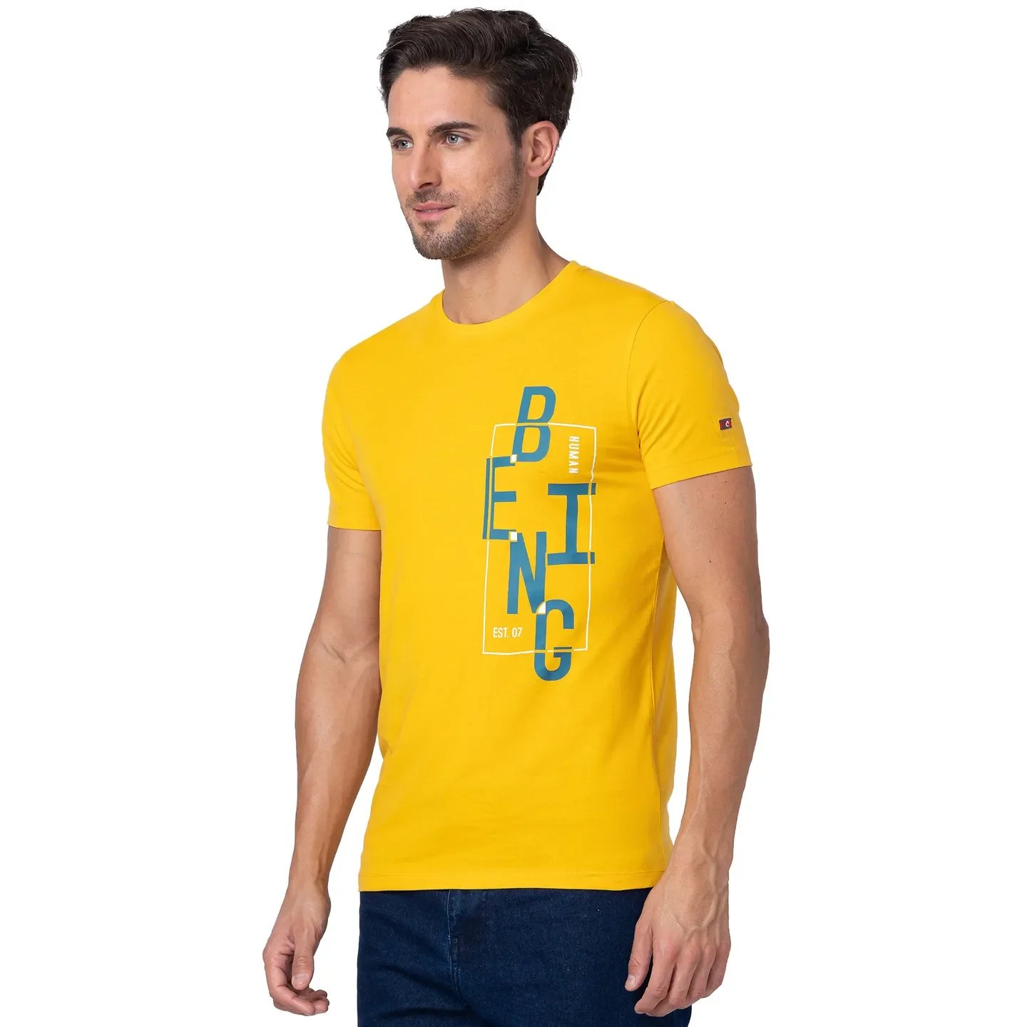 Yellow Regular Fit Men's Short Sleeves T-Shirt by Being Human Clothing - Image 4