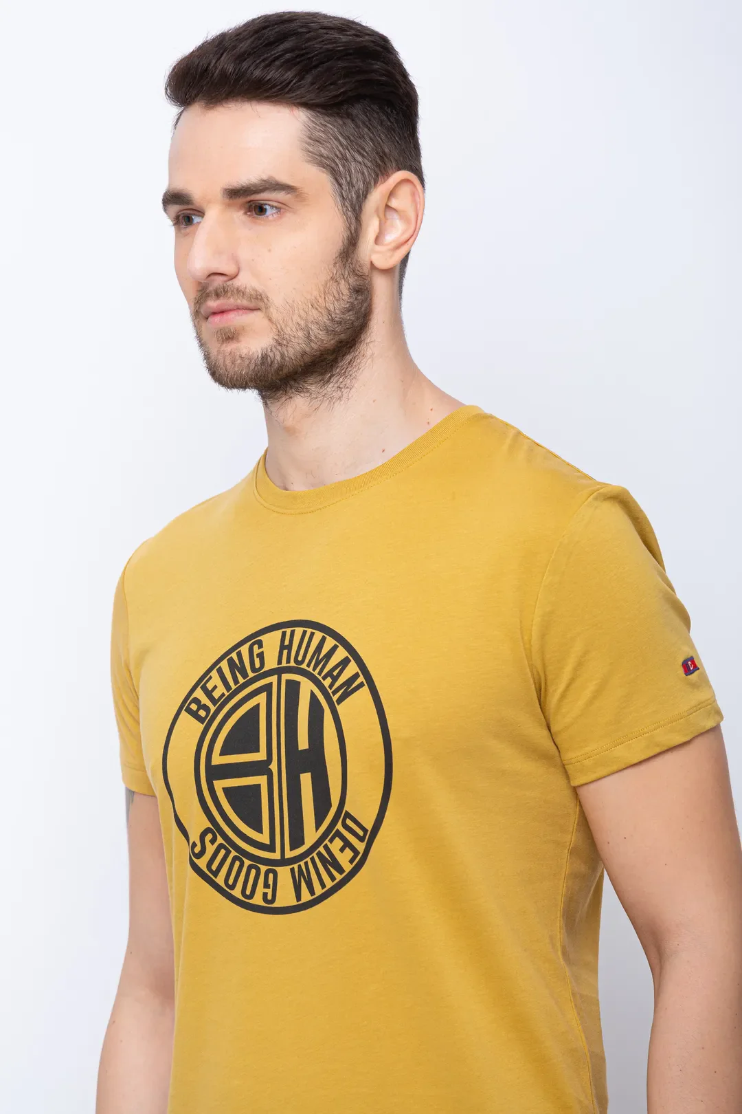 Yellow Regular Fit Men's Short Sleeves T-Shirt by Being Human Clothing - Image 2