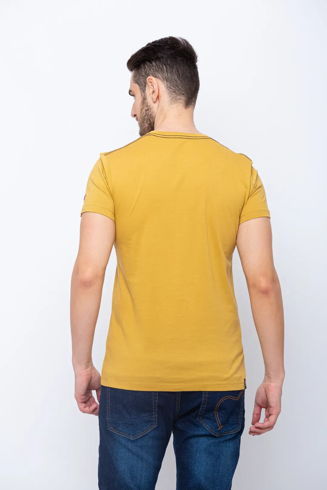 Yellow Regular Fit Men's Short Sleeves T-Shirt by Being Human Clothing - Image 3