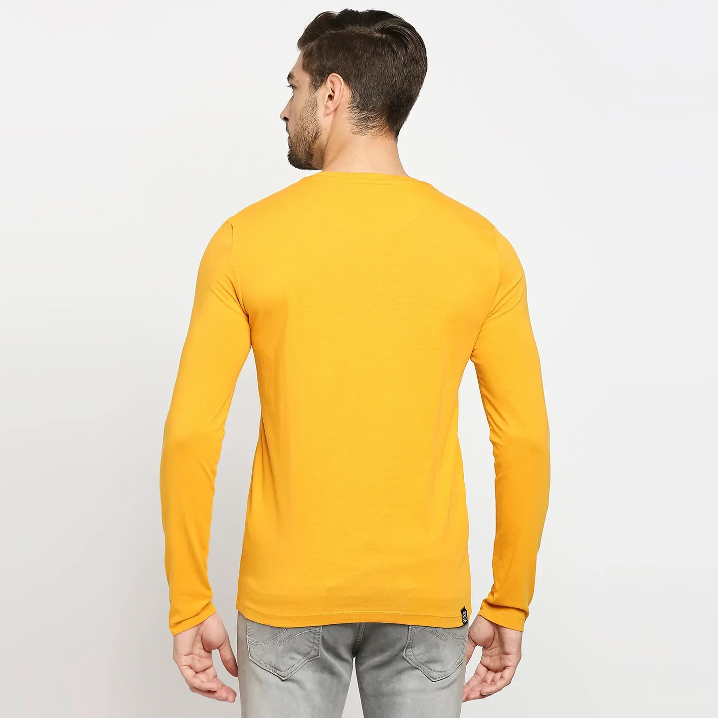 Yellow Regular Fit Men's Long Sleeves T-Shirt by Being Human Clothing - Image 4