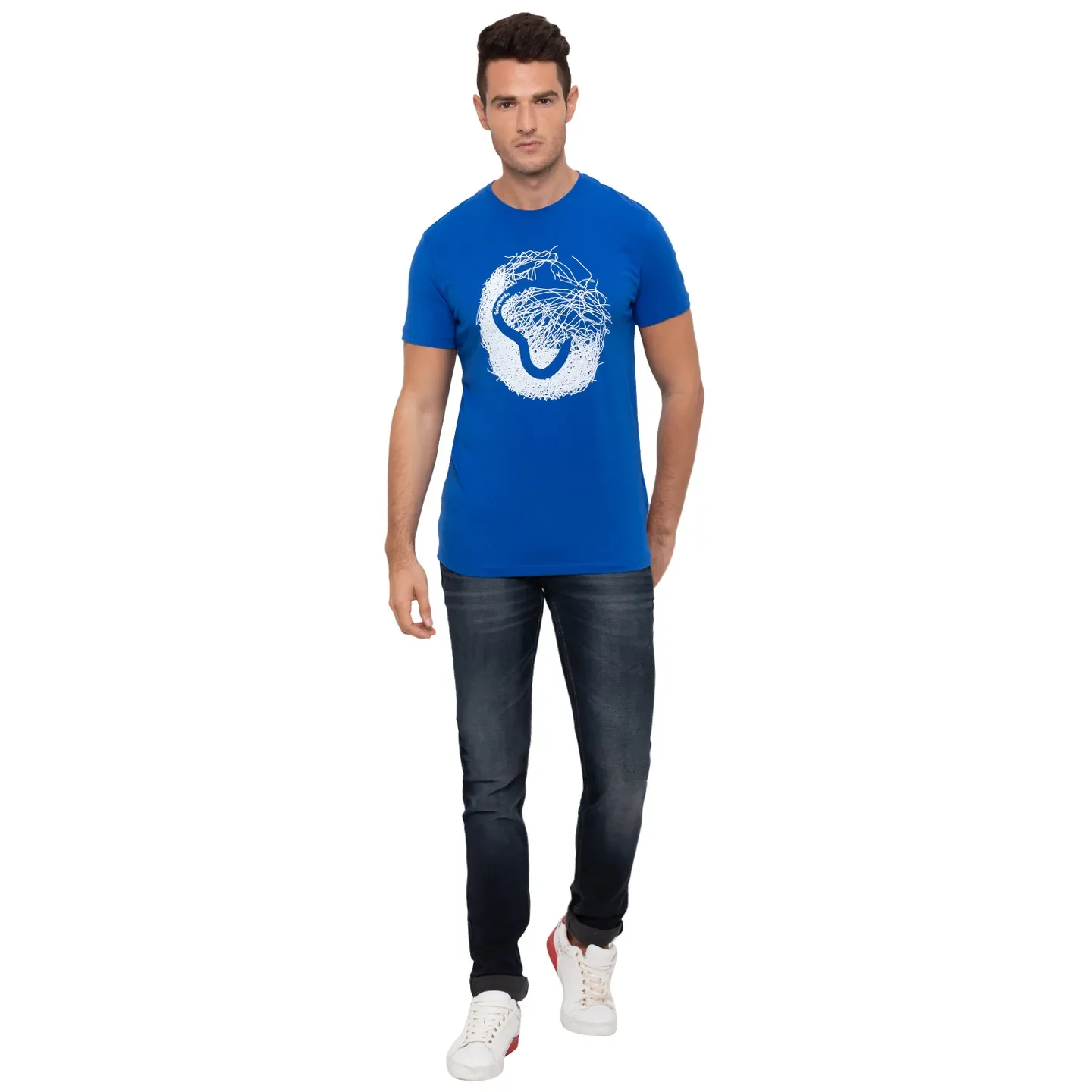 Blue Regular Fit Men's Short Sleeves T-Shirt by Being Human Clothing - Image 2