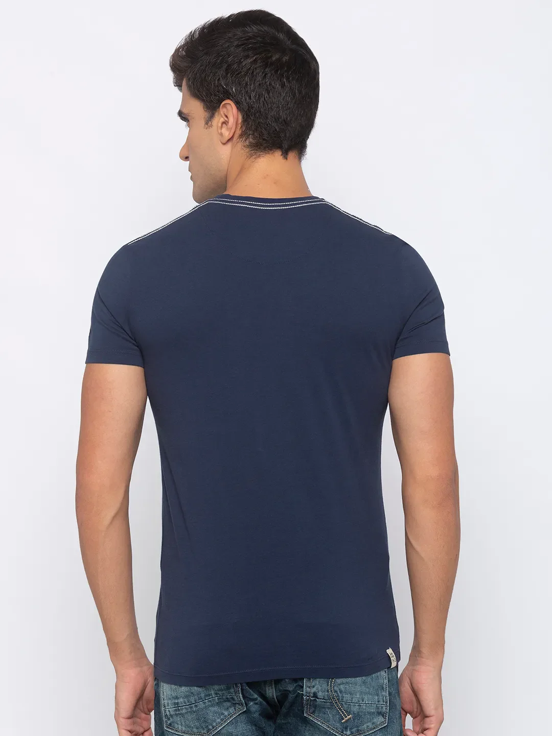 Blue Regular Fit Men's Short Sleeves T-Shirt by Being Human Clothing - Image 3