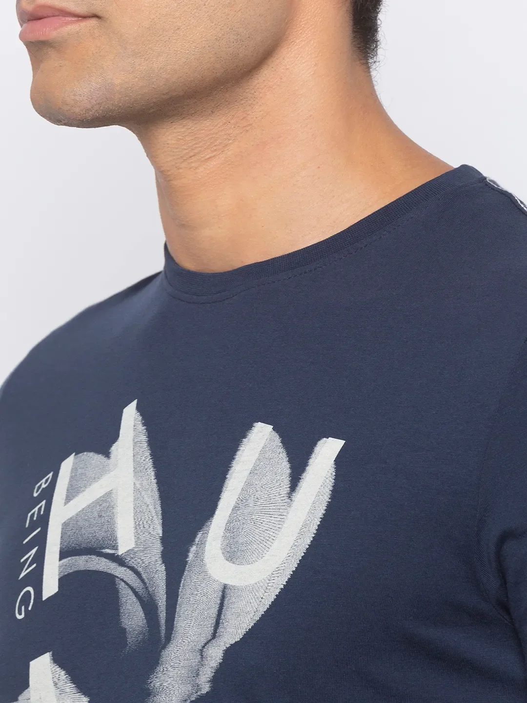 Blue Regular Fit Men's Short Sleeves T-Shirt by Being Human Clothing - Image 4
