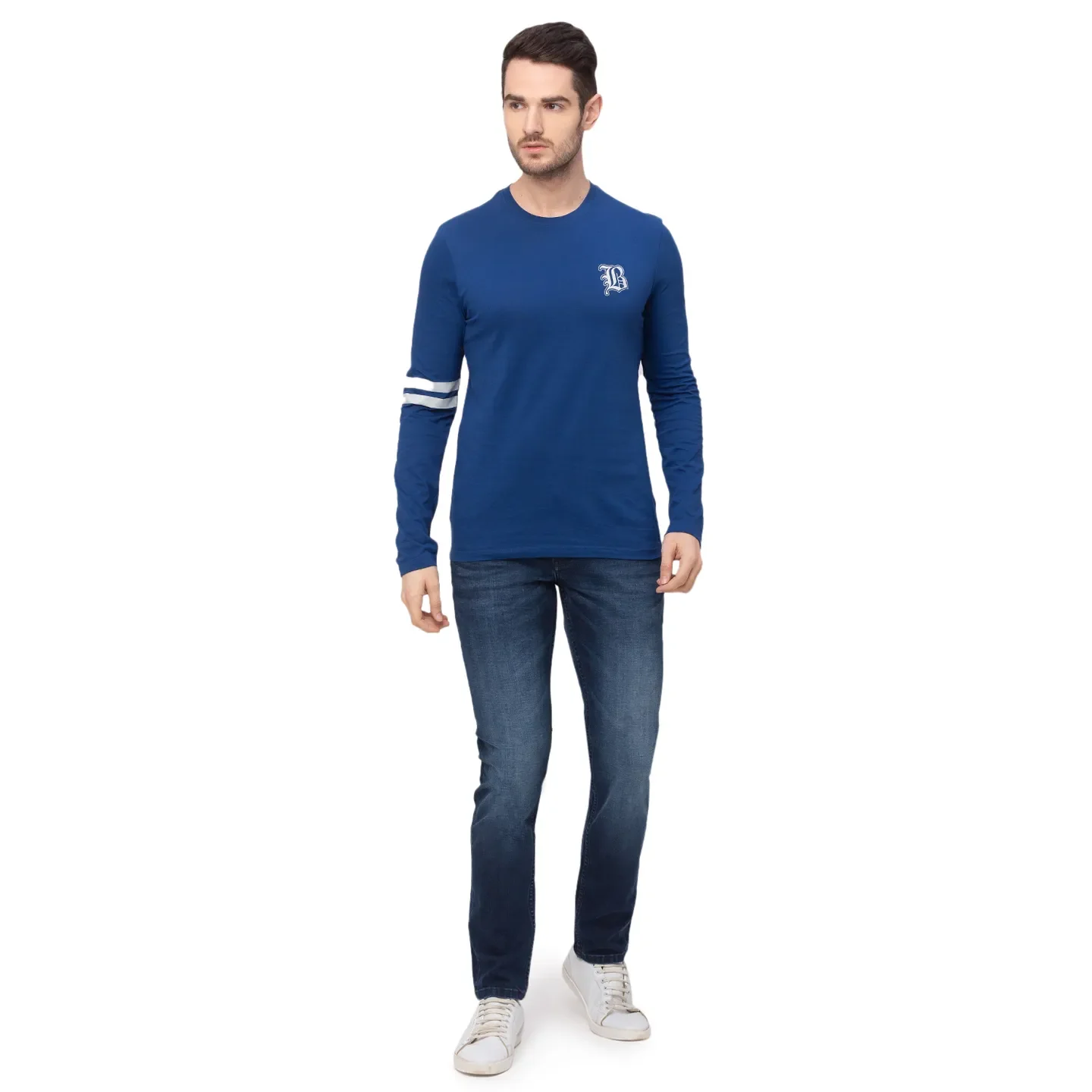 Blue Regular Fit Men's Long Sleeves T-Shirt by Being Human Clothing - Image 5