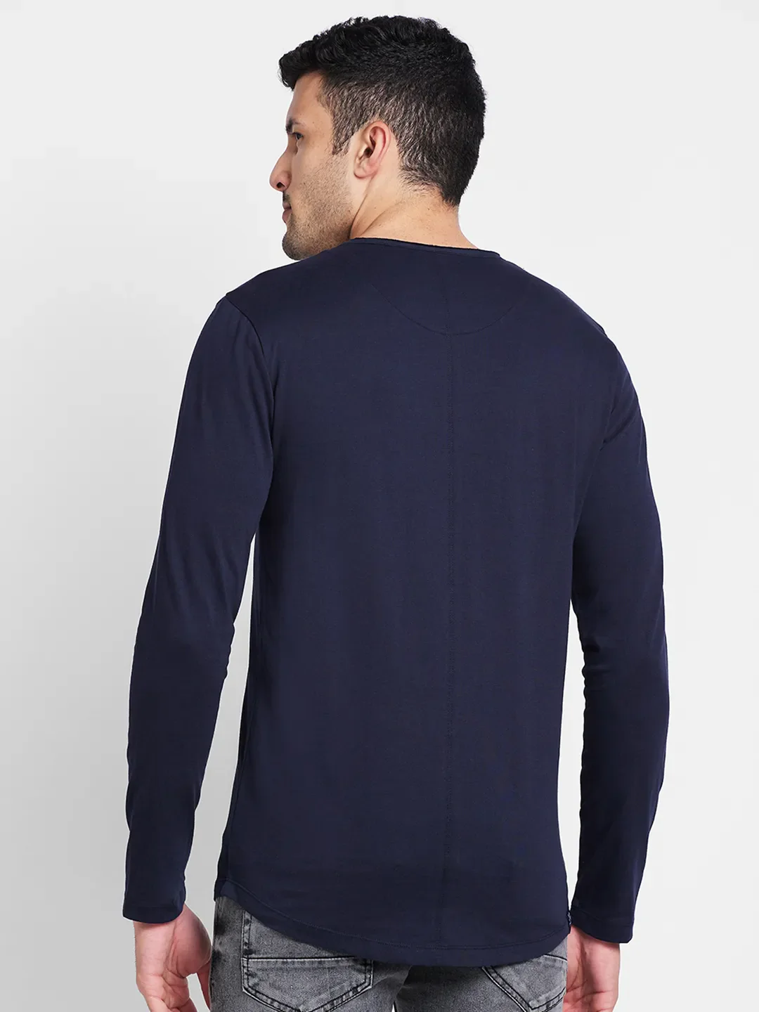 Navy Regular Fit Round Neck Men's T-Shirt by Being Human Clothing - Image 3