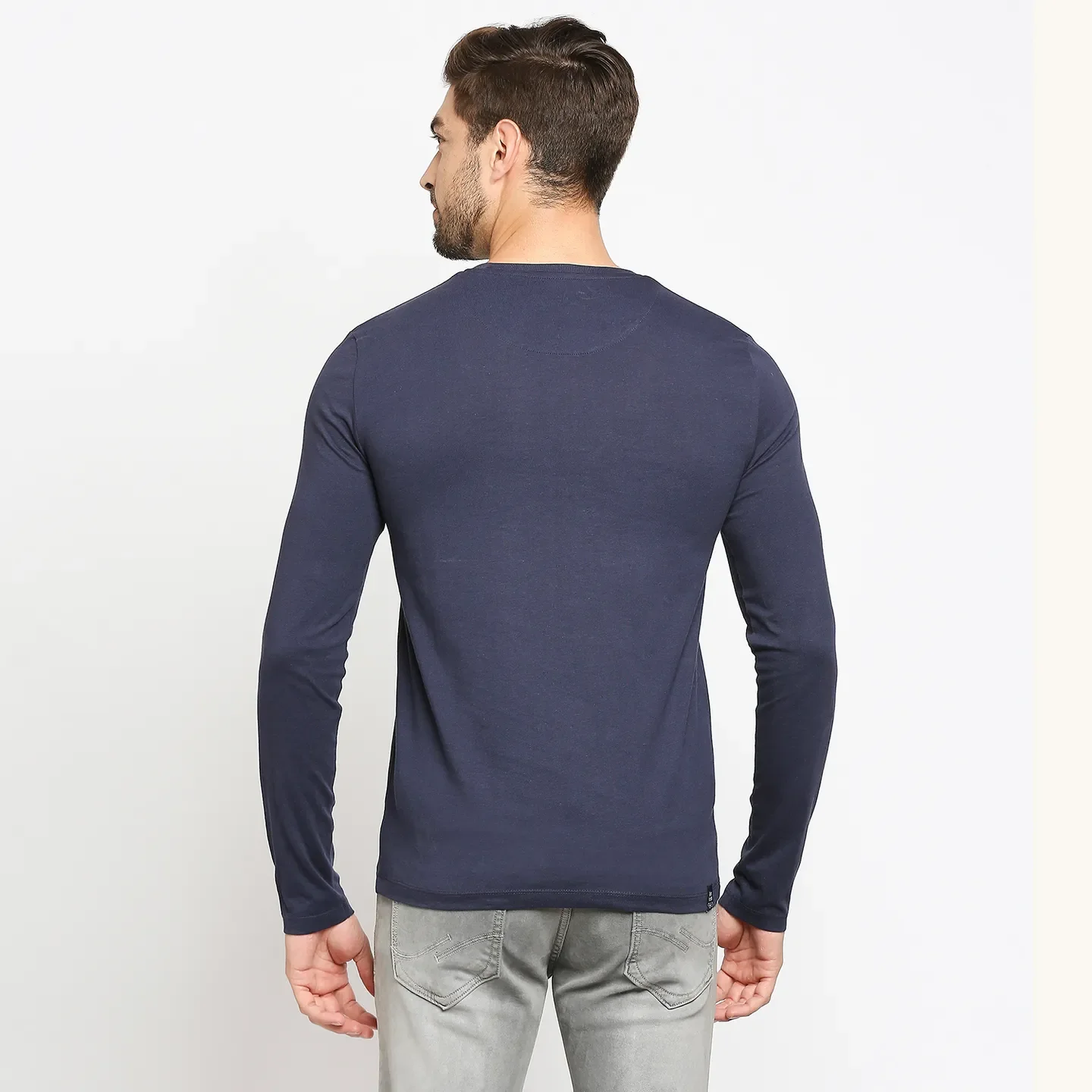 Blue Regular Fit Men's Long Sleeves T-Shirt by Being Human Clothing - Image 4