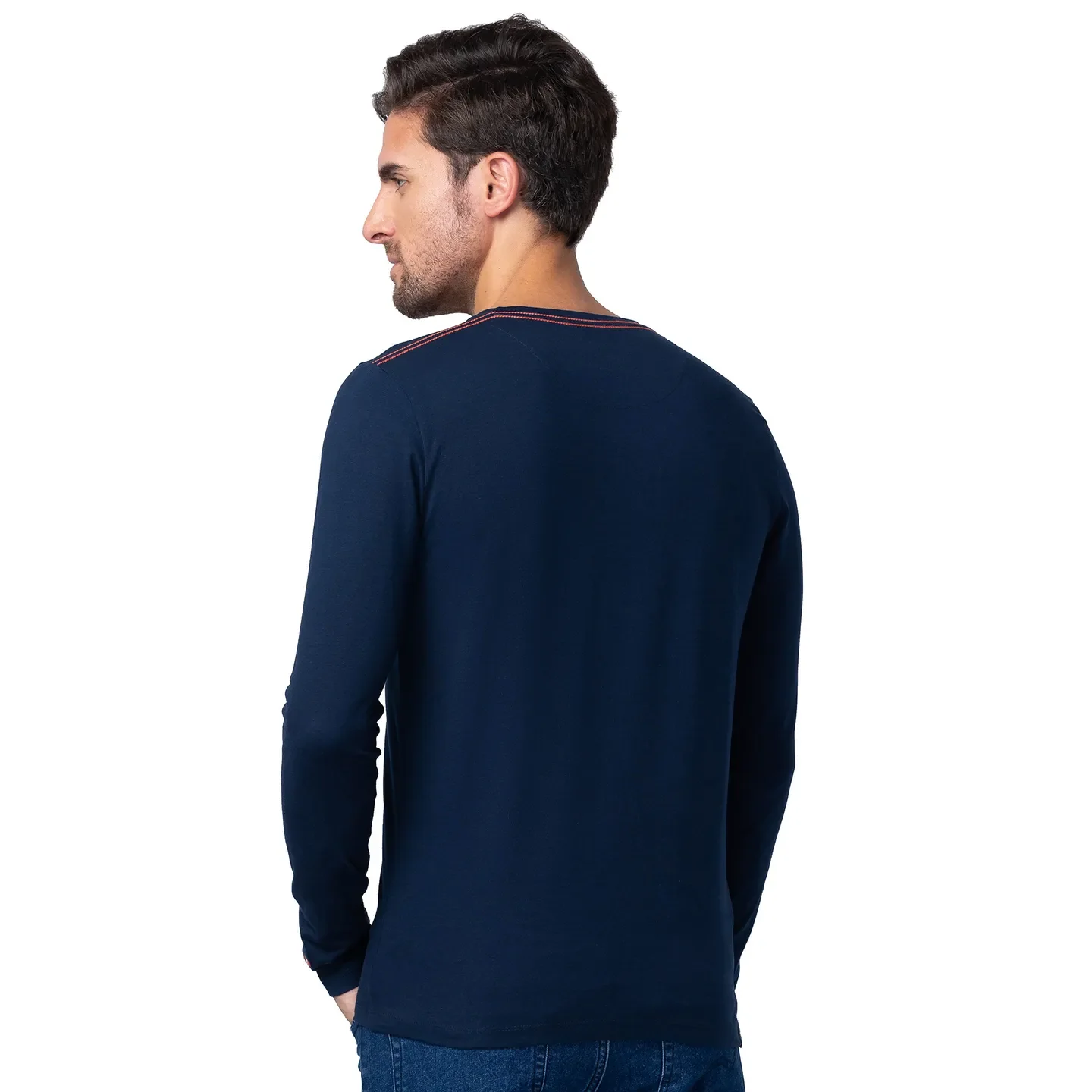 Blue Regular Fit Men's Long Sleeves T-Shirt by Being Human Clothing - Image 3