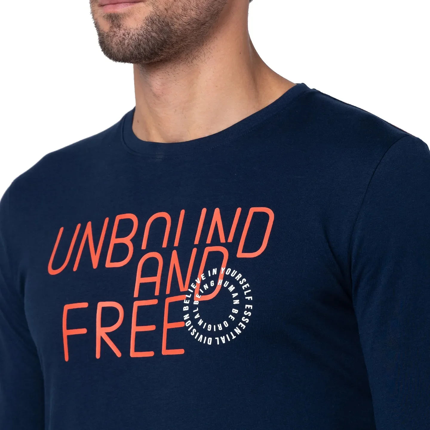 Blue Regular Fit Men's Long Sleeves T-Shirt by Being Human Clothing - Image 4