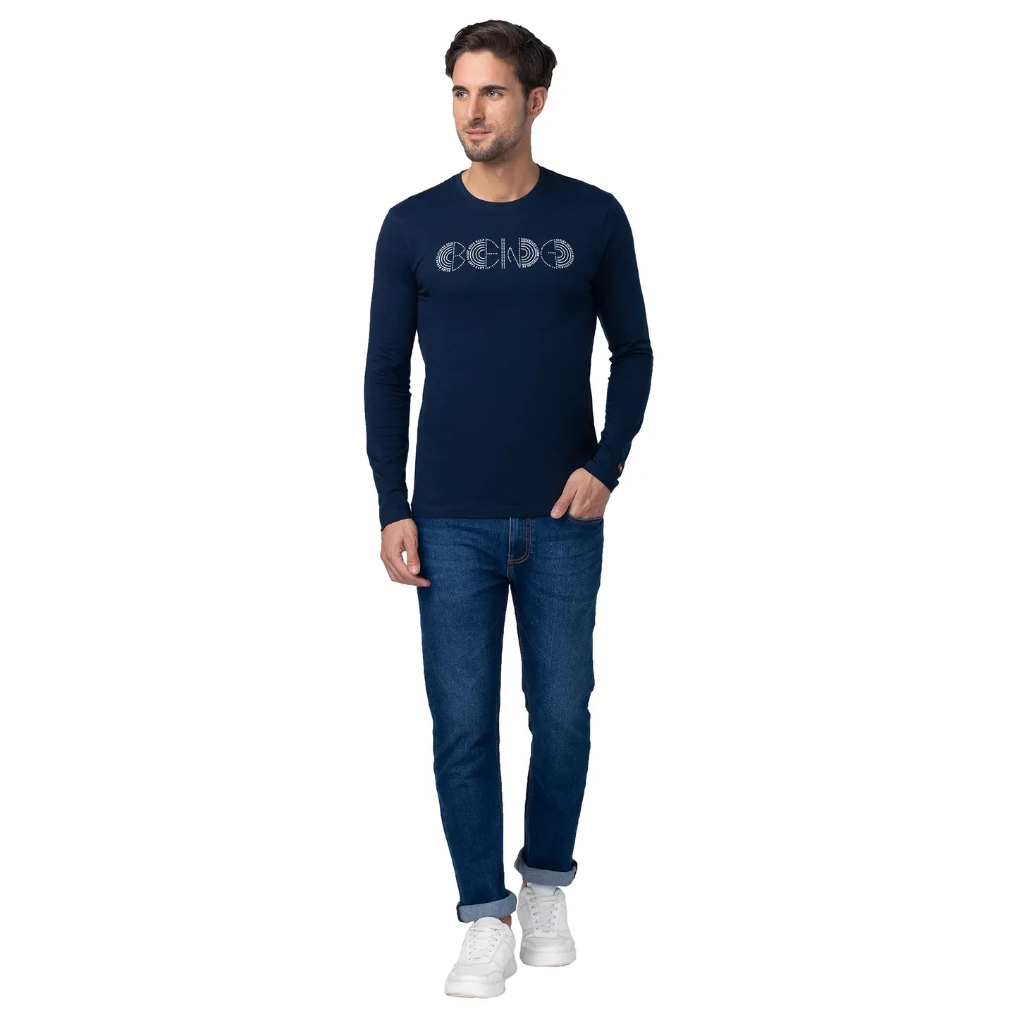 Blue Regular Fit Men's Long Sleeves T-Shirt by Being Human Clothing - Image 5