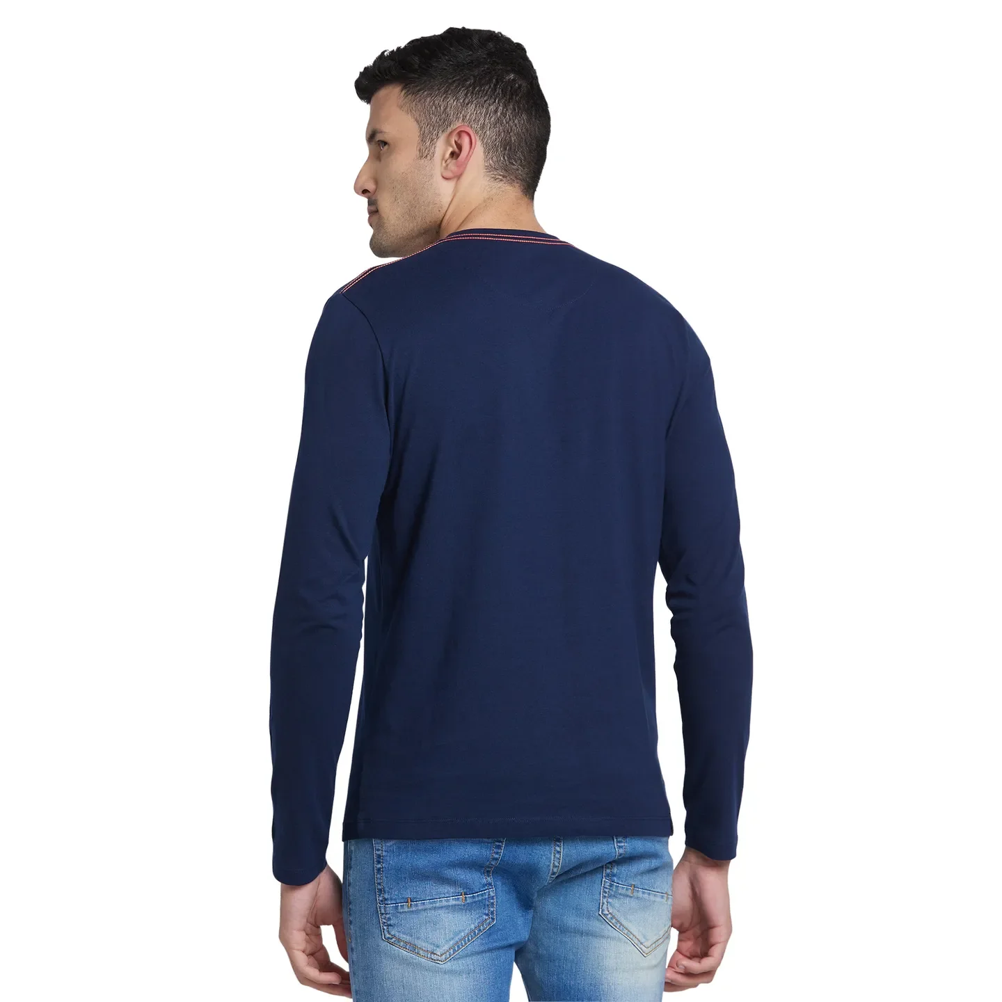 Blue Regular Fit Men's Long Sleeves T-Shirt by Being Human Clothing - Image 3