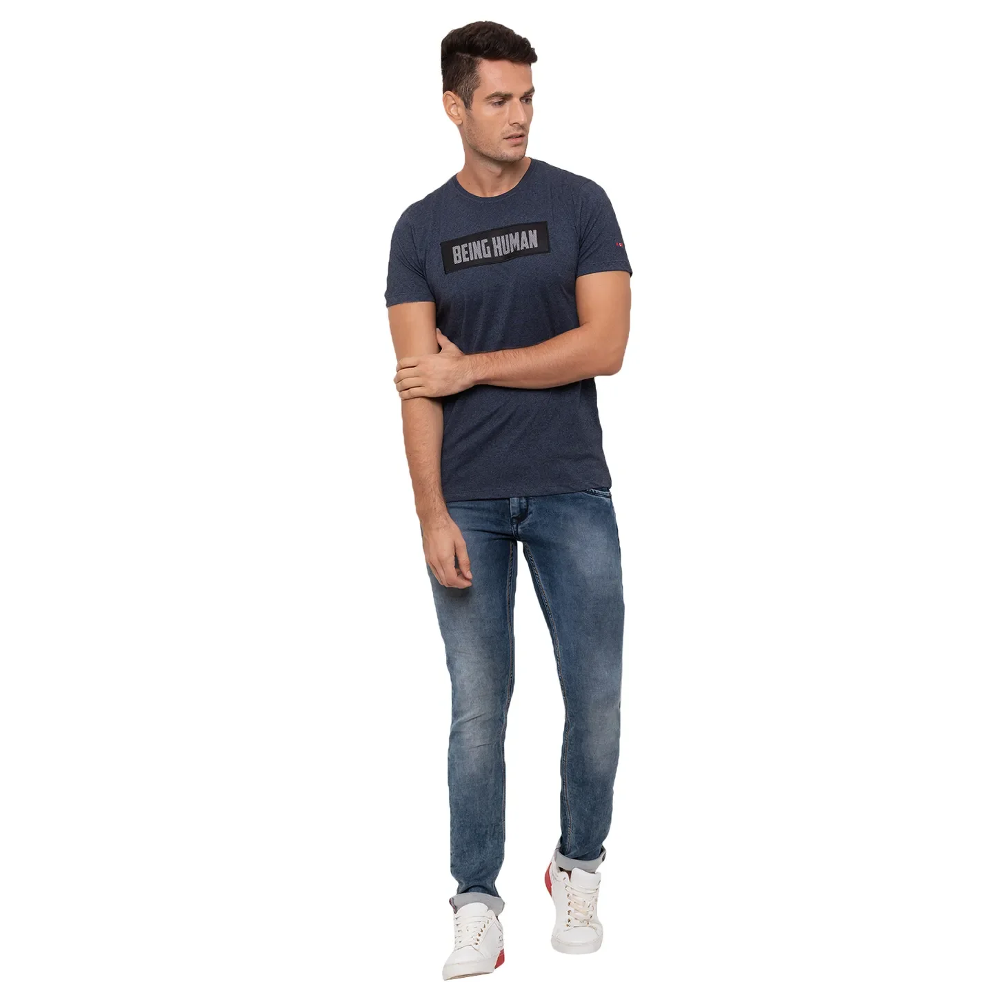 Blue Regular Fit Men's Short Sleeves T-Shirt by Being Human Clothing - Image 5
