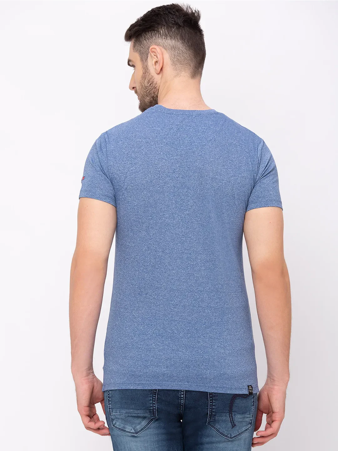 Blue Regular Fit Men's Short Sleeves T-Shirt by Being Human Clothing - Image 2