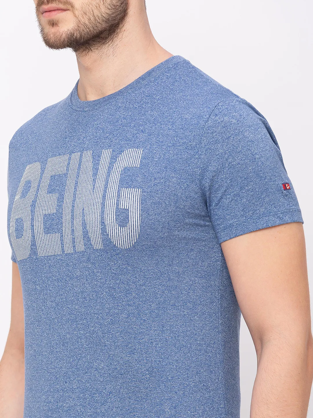 Blue Regular Fit Men's Short Sleeves T-Shirt by Being Human Clothing - Image 4