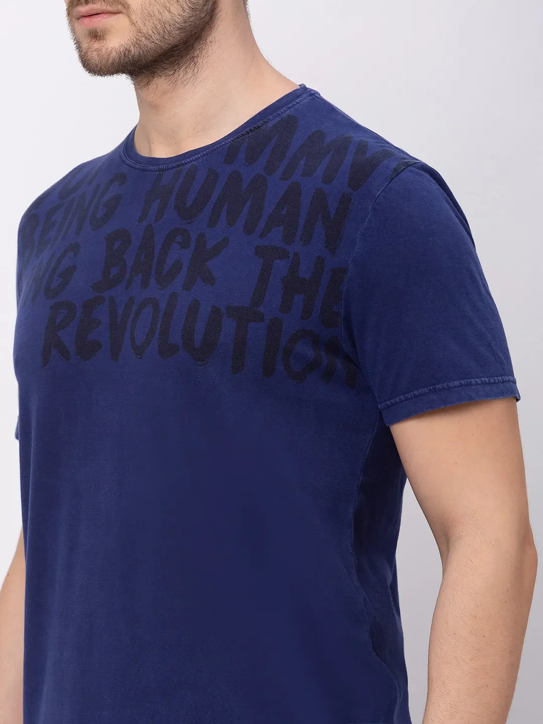 Blue Regular Fit Men's Short Sleeves T-Shirt by Being Human Clothing - Image 5