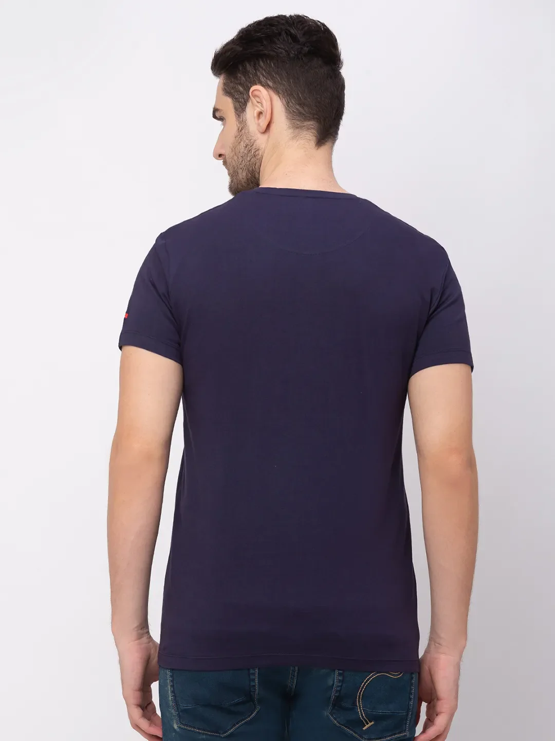 Blue Regular Fit Men's Short Sleeves T-Shirt by Being Human Clothing - Image 2