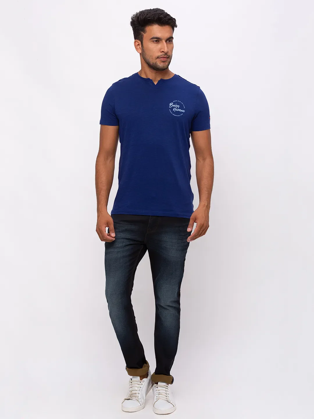 Blue Regular Fit Men's Short Sleeves T-Shirt by Being Human Clothing - Image 6