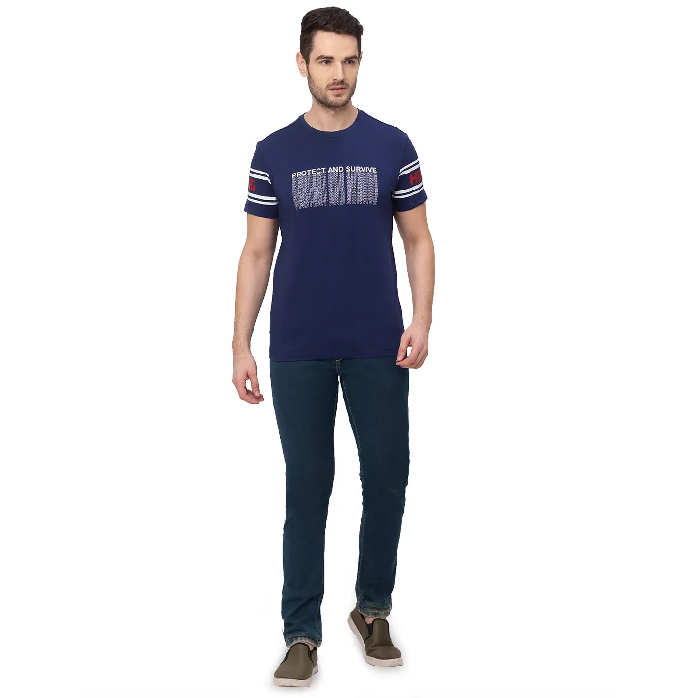Blue Regular Fit Men's Short Sleeves T-Shirt by Being Human Clothing - Image 6