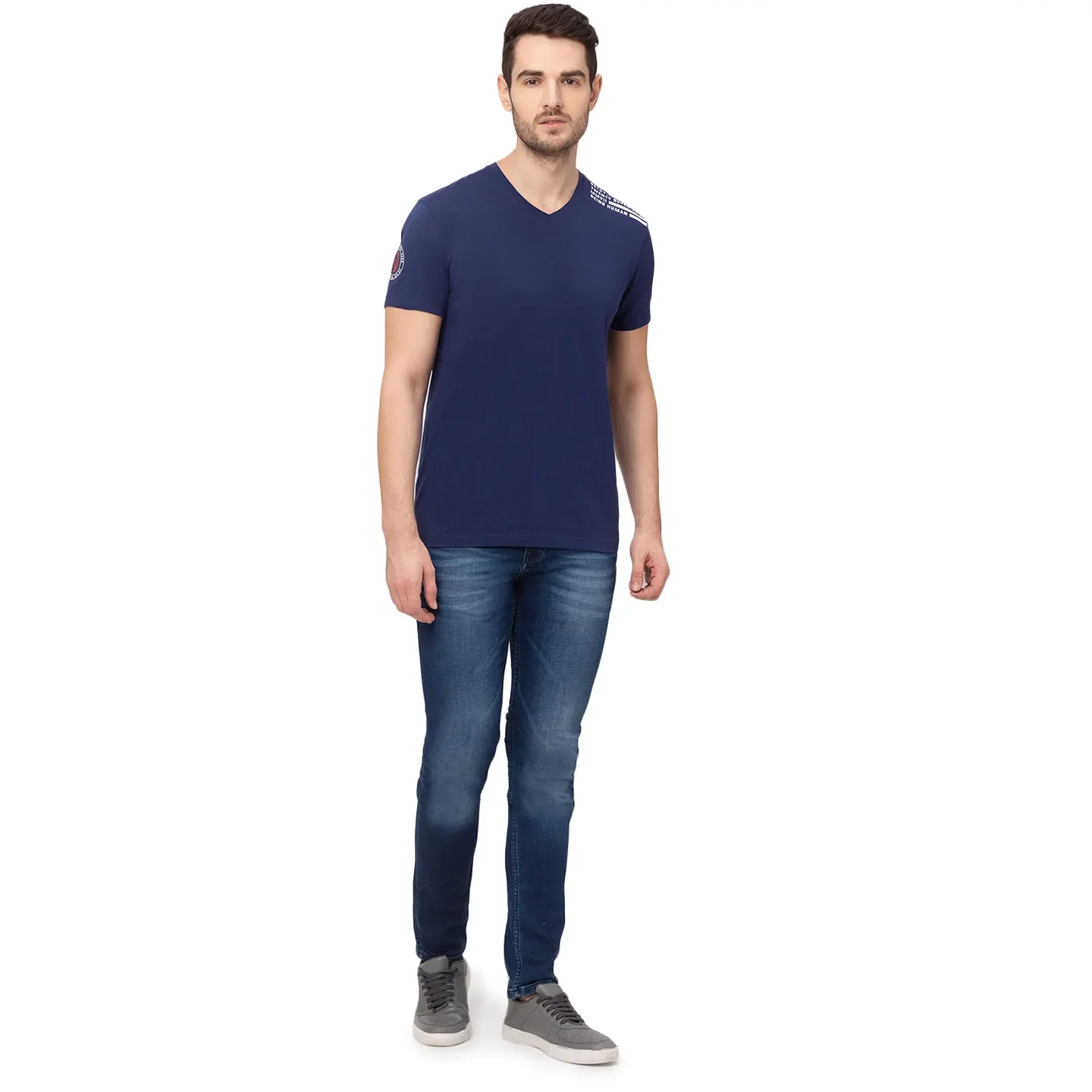 Blue Regular Fit Men's Short Sleeves T-Shirt by Being Human Clothing - Image 6
