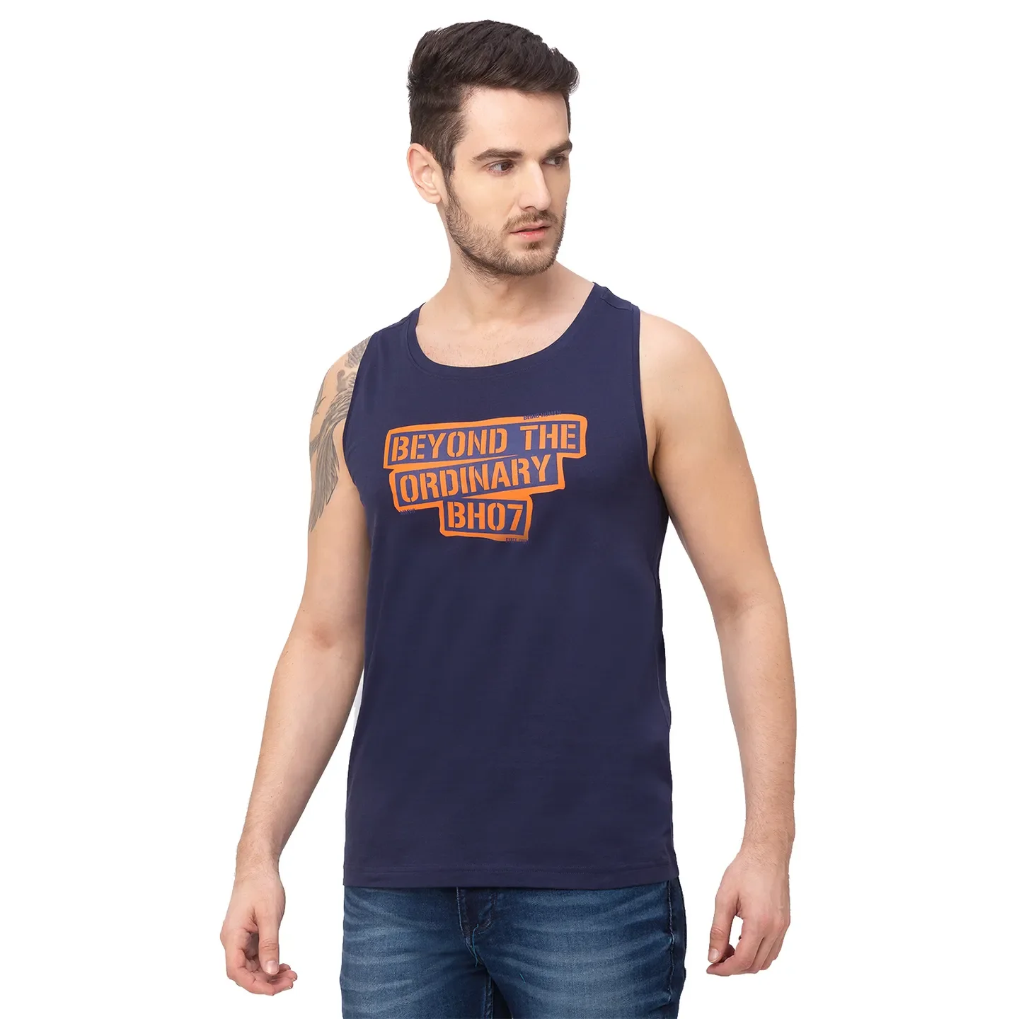 Navy Regular Fit Round Neck Men's T-Shirt by Being Human Clothing - Image 4