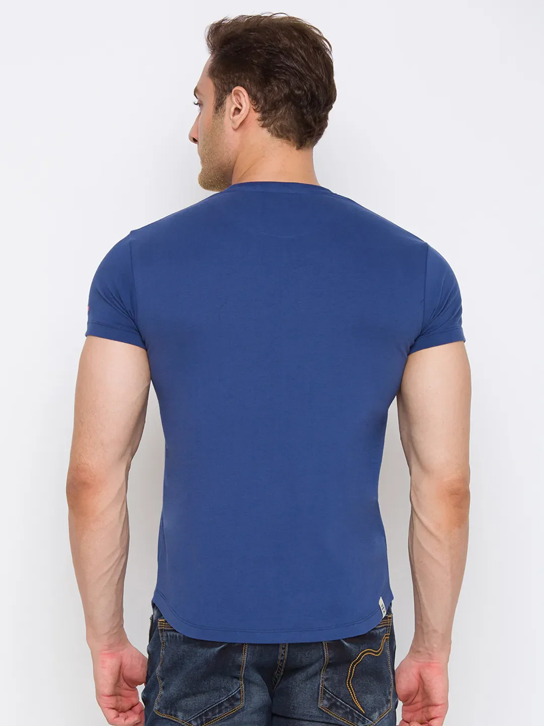 Navy Regular Fit Round Neck Men's T-Shirt by Being Human Clothing - Image 2