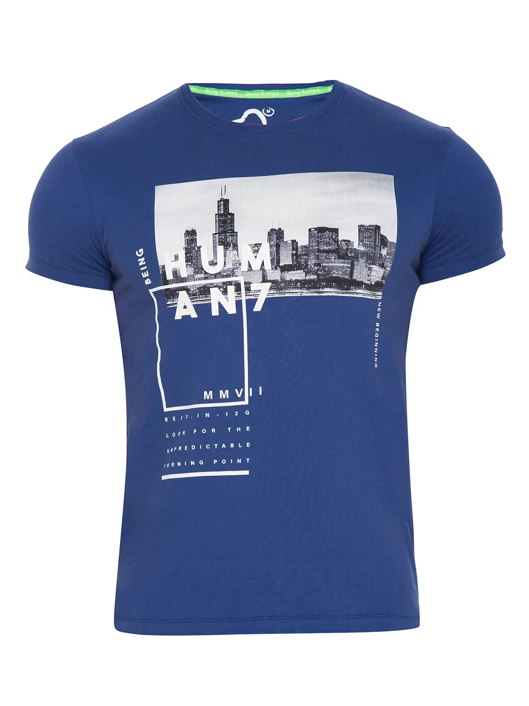 Navy Regular Fit Round Neck Men's T-Shirt by Being Human Clothing - Image 4