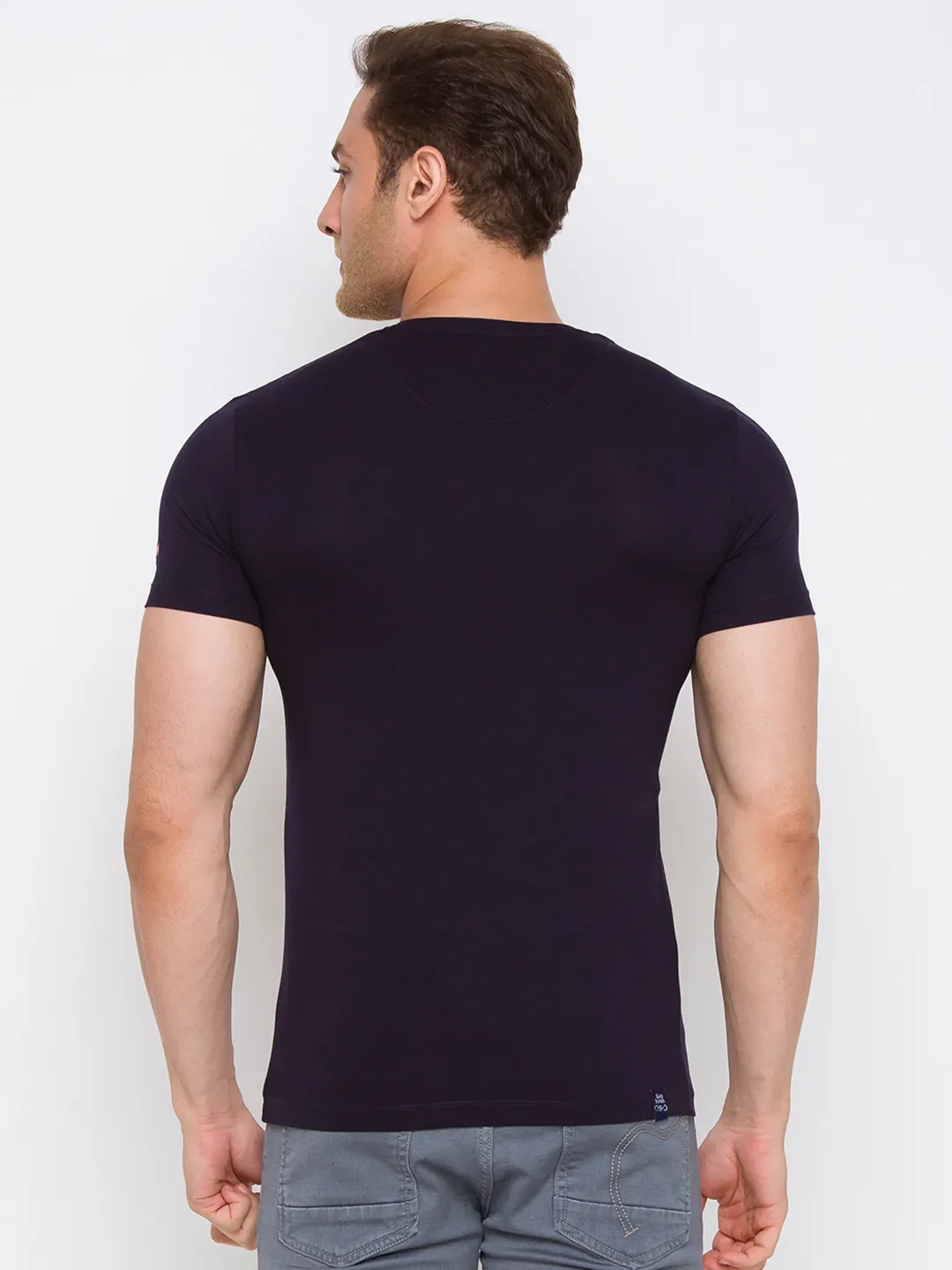 Navy Regular Fit Round Neck Men's T-Shirt by Being Human Clothing - Image 2