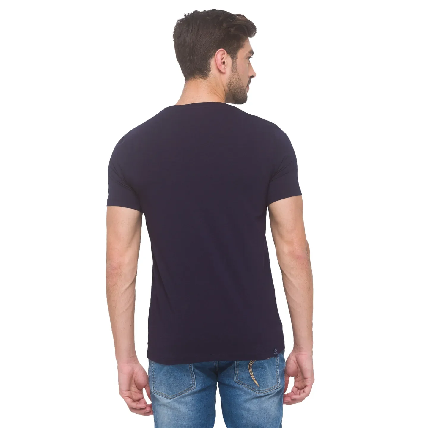 Navy Regular Fit Round Neck Men's T-Shirt by Being Human Clothing - Image 3