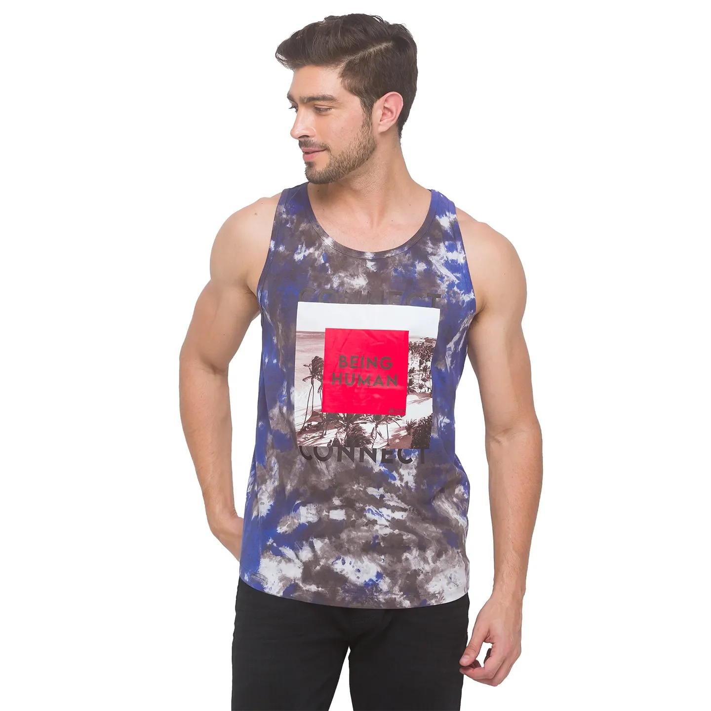 Navy Regular Fit Round Neck Men's T-Shirt by Being Human Clothing