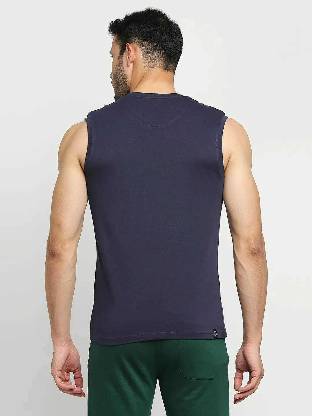 Blue Regular Fit Men's Sleevesles T-Shirt by Being Human Clothing - Image 3
