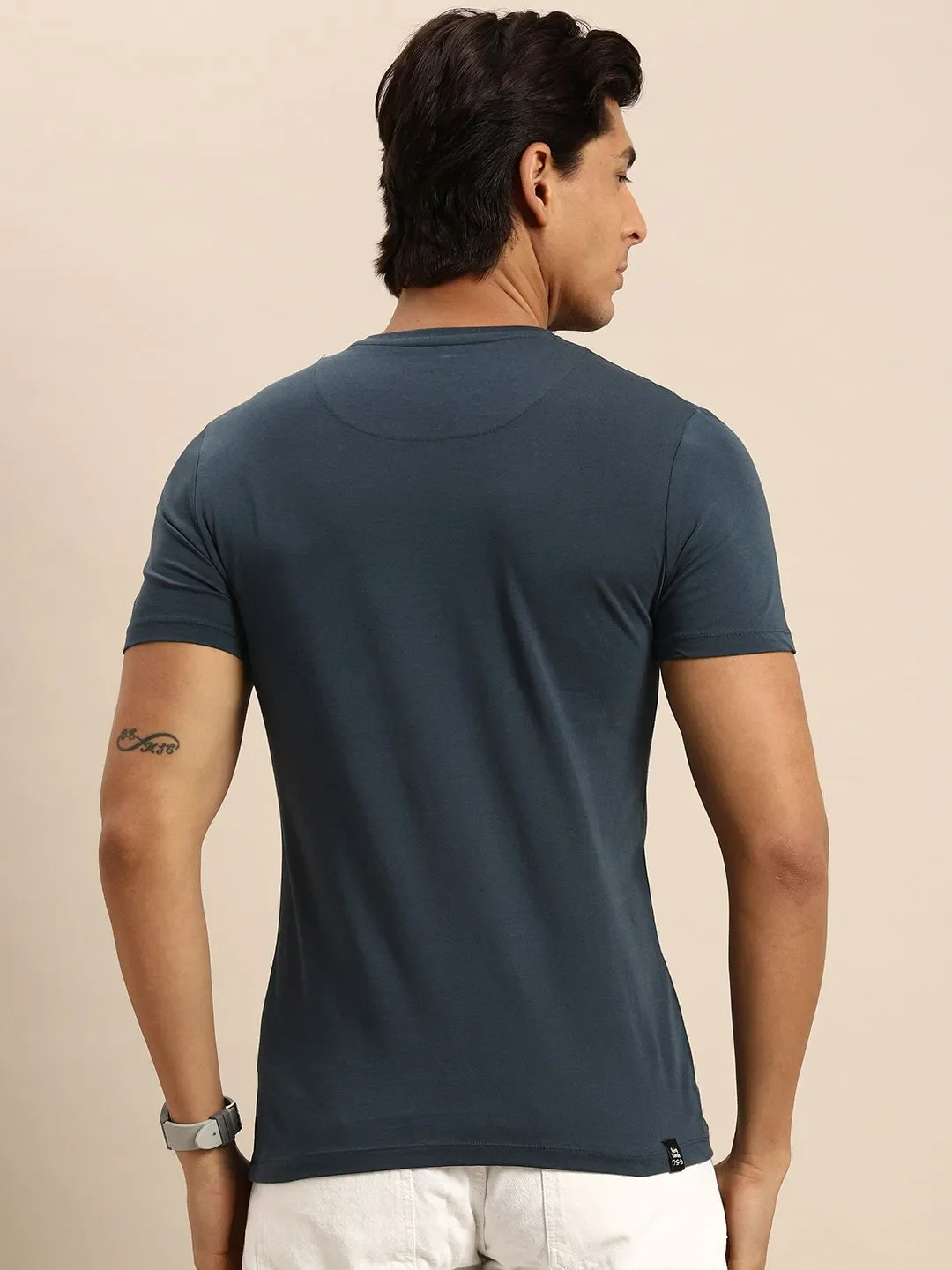 Navy Regular Fit Men's Short Sleeves T-Shirt by Being Human Clothing - Image 4