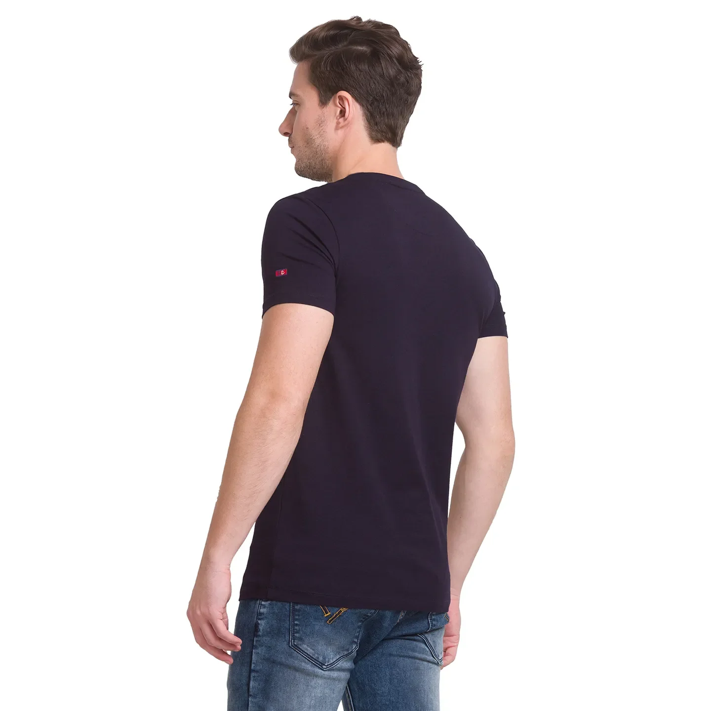 Navy Regular Fit Round Neck Men's T-Shirt by Being Human Clothing - Image 4
