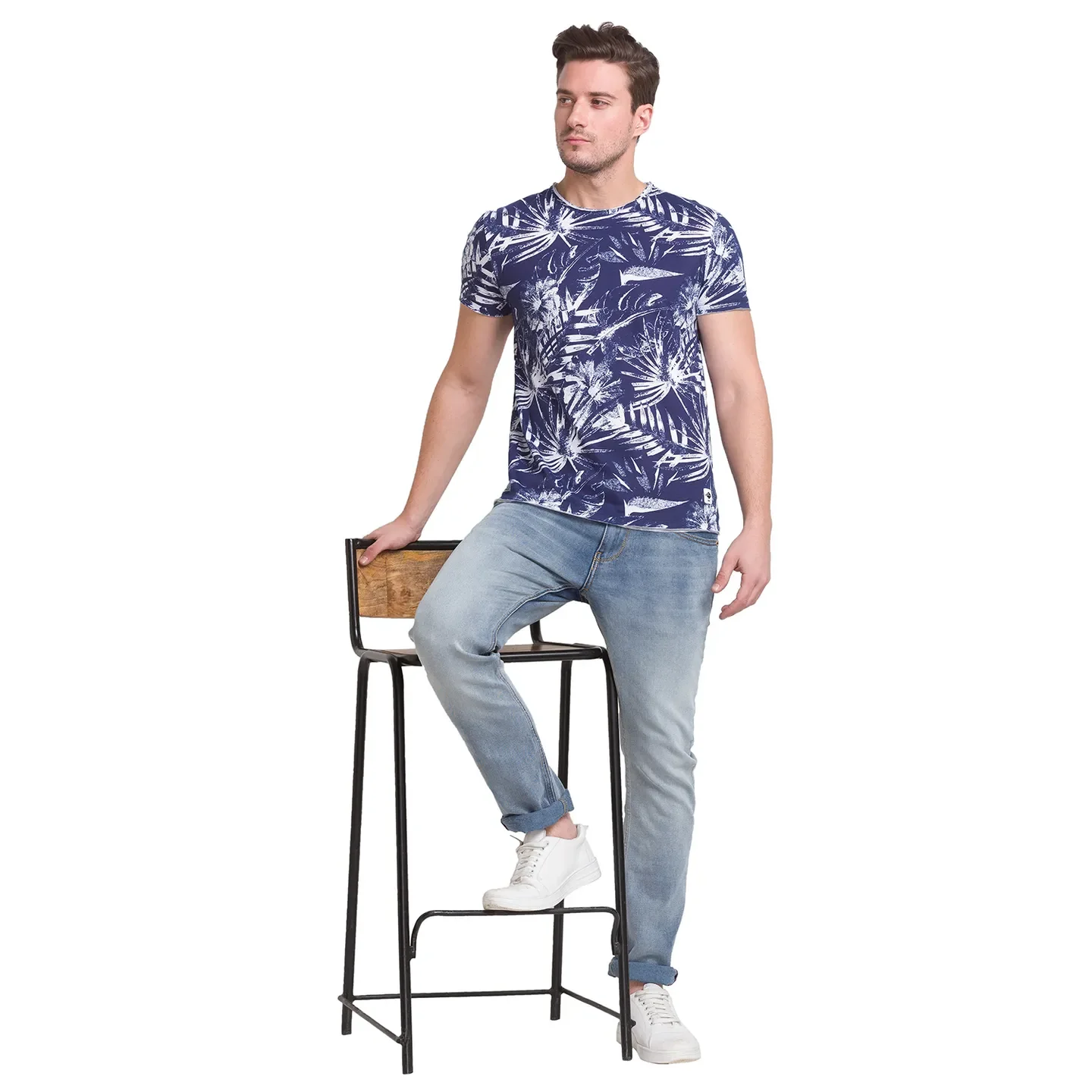 Blue Regular Fit Men's Short Sleeves T-Shirt by Being Human Clothing - Image 3