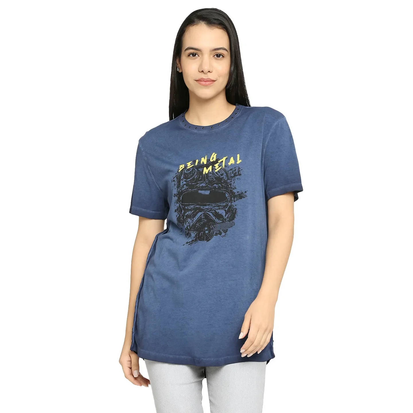 Navy Regular Fit Round Neck Men's T-Shirt by Being Human Clothing