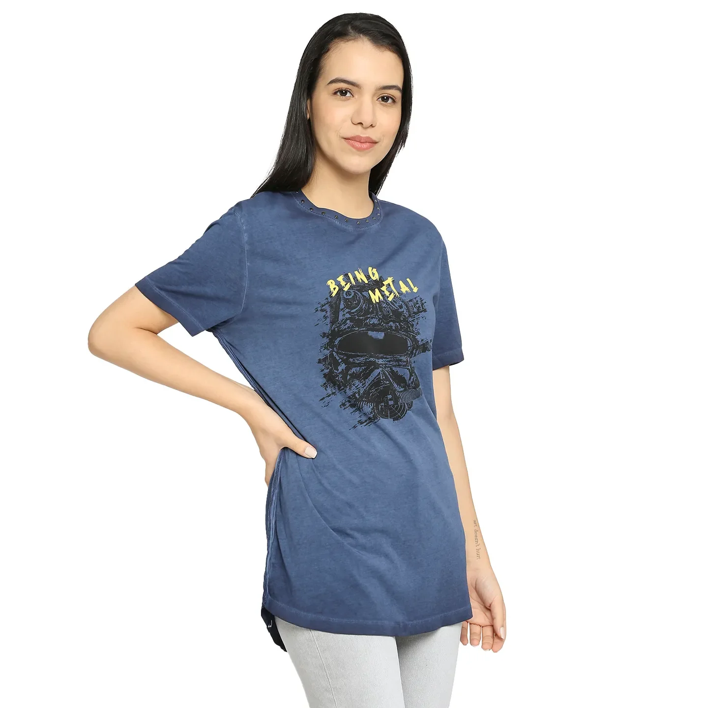 Navy Regular Fit Round Neck Men's T-Shirt by Being Human Clothing - Image 3
