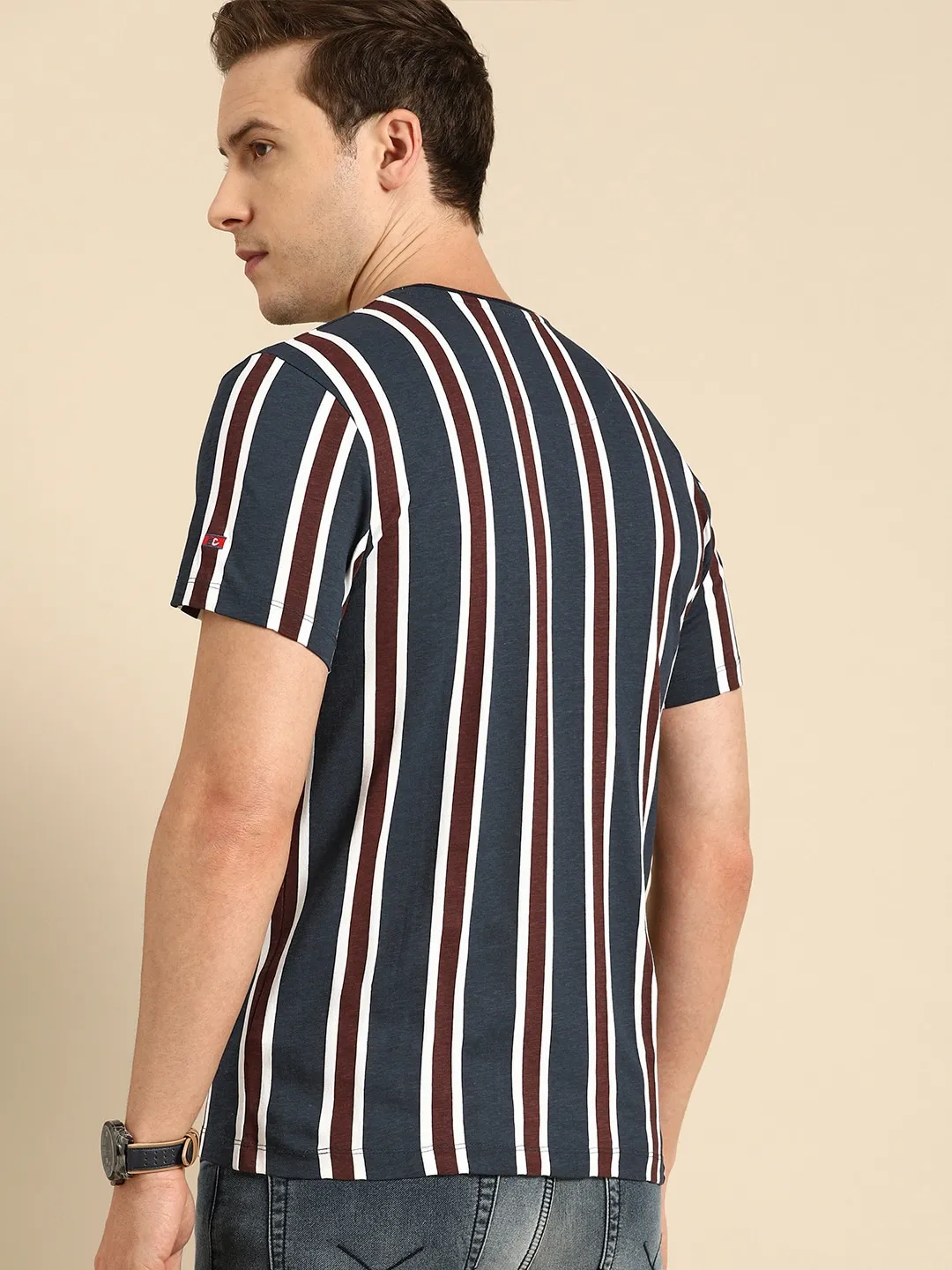 Blue Regular Fit Men's Short Sleeves T-Shirt by Being Human Clothing - Image 3